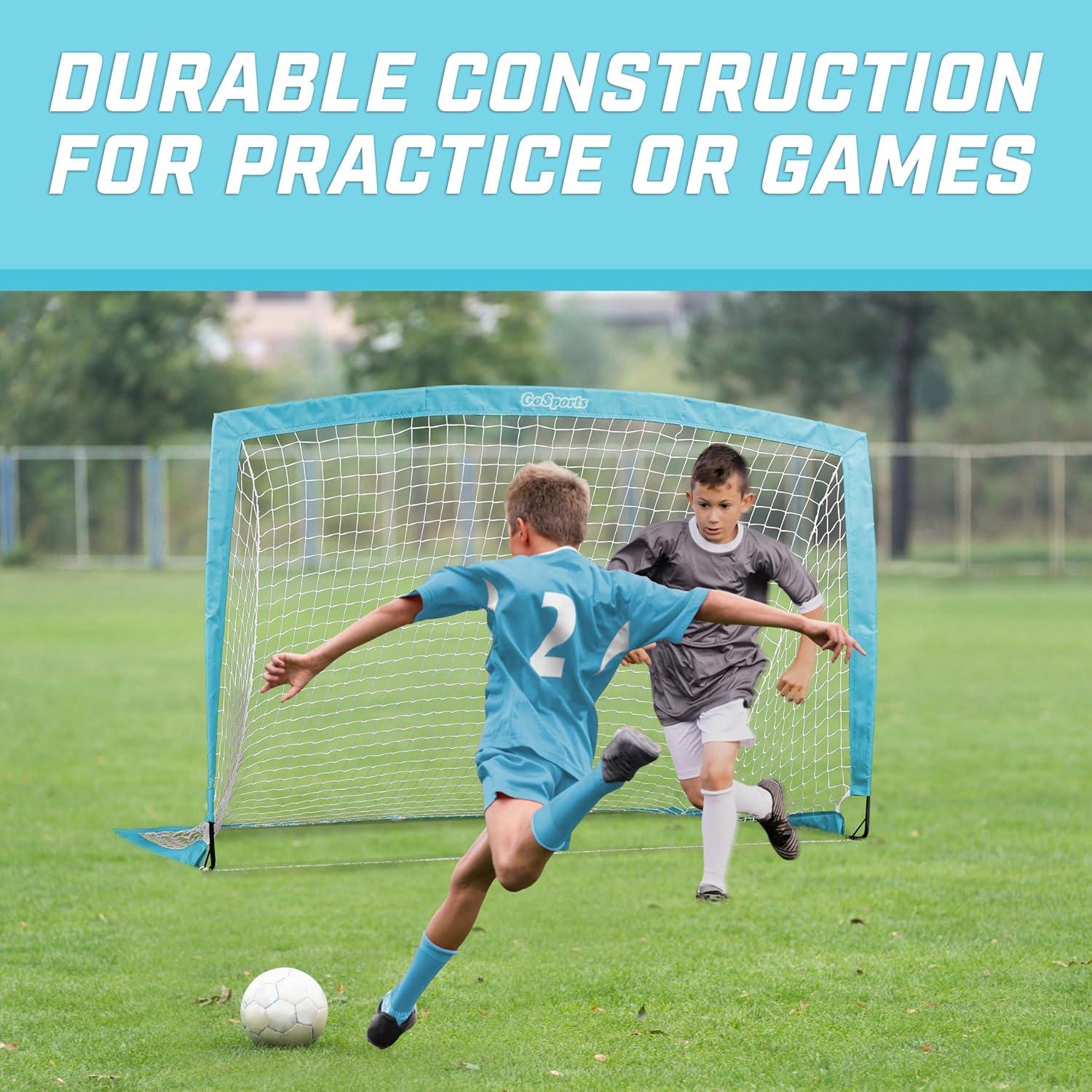 imageGoSports Portable Soccer Goals for Kids  13 Color Options  Choose 4 x 3 ft or 6 x 4 ft  Team Tone Pop Up Nets for BackyardLight Blue
