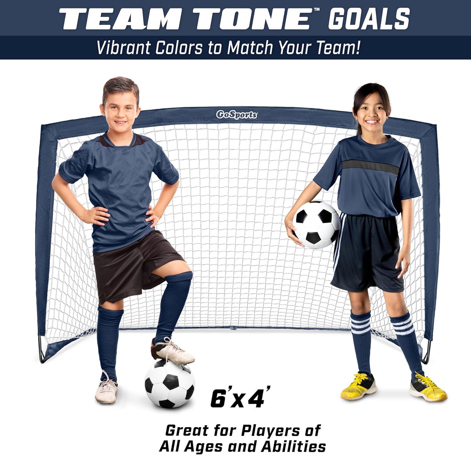 imageGoSports Portable Soccer Goals for Kids  13 Color Options  Choose 4 x 3 ft or 6 x 4 ft  Team Tone Pop Up Nets for BackyardNavy