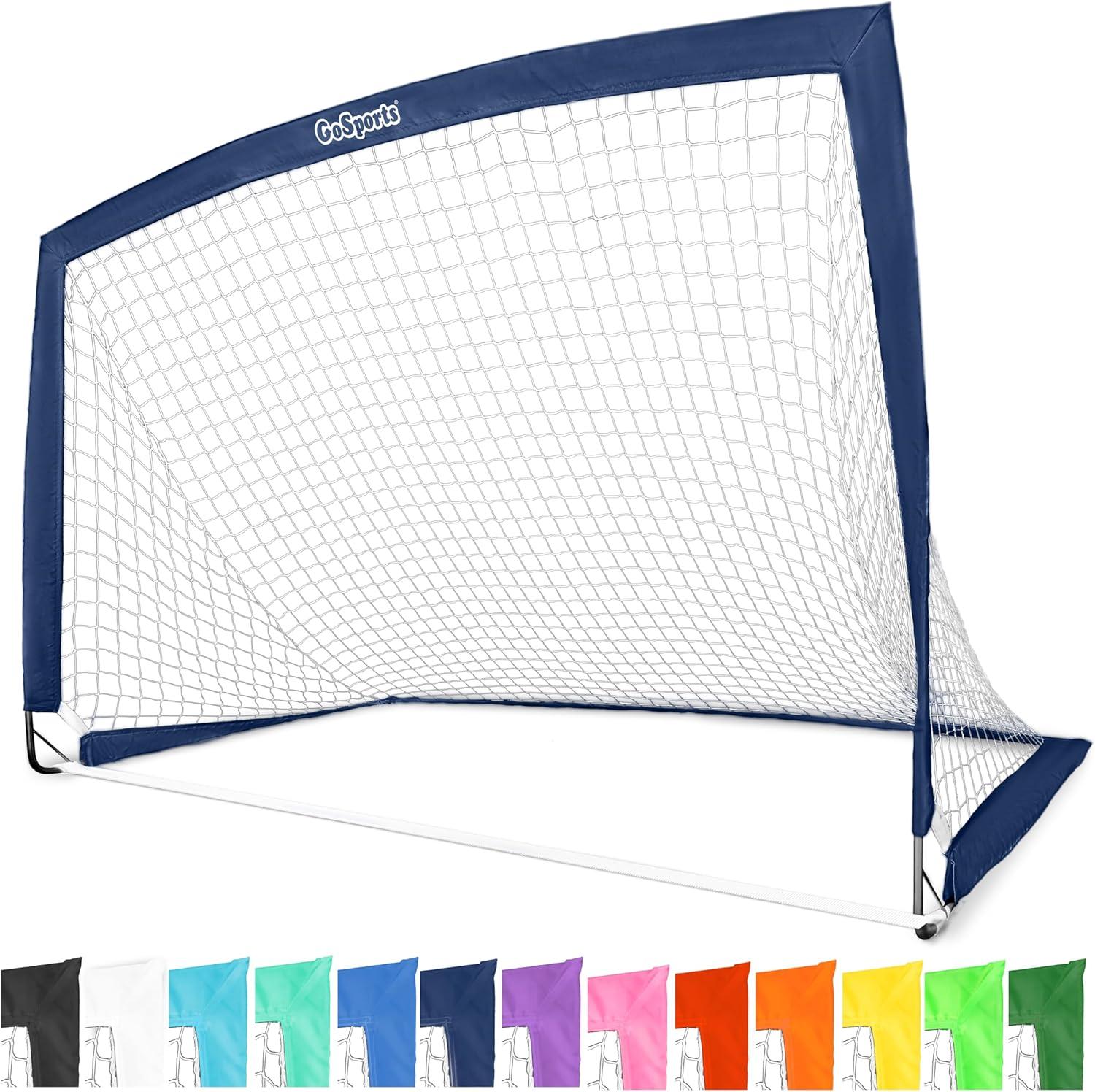 imageGoSports Portable Soccer Goals for Kids  13 Color Options  Choose 4 x 3 ft or 6 x 4 ft  Team Tone Pop Up Nets for BackyardNavy