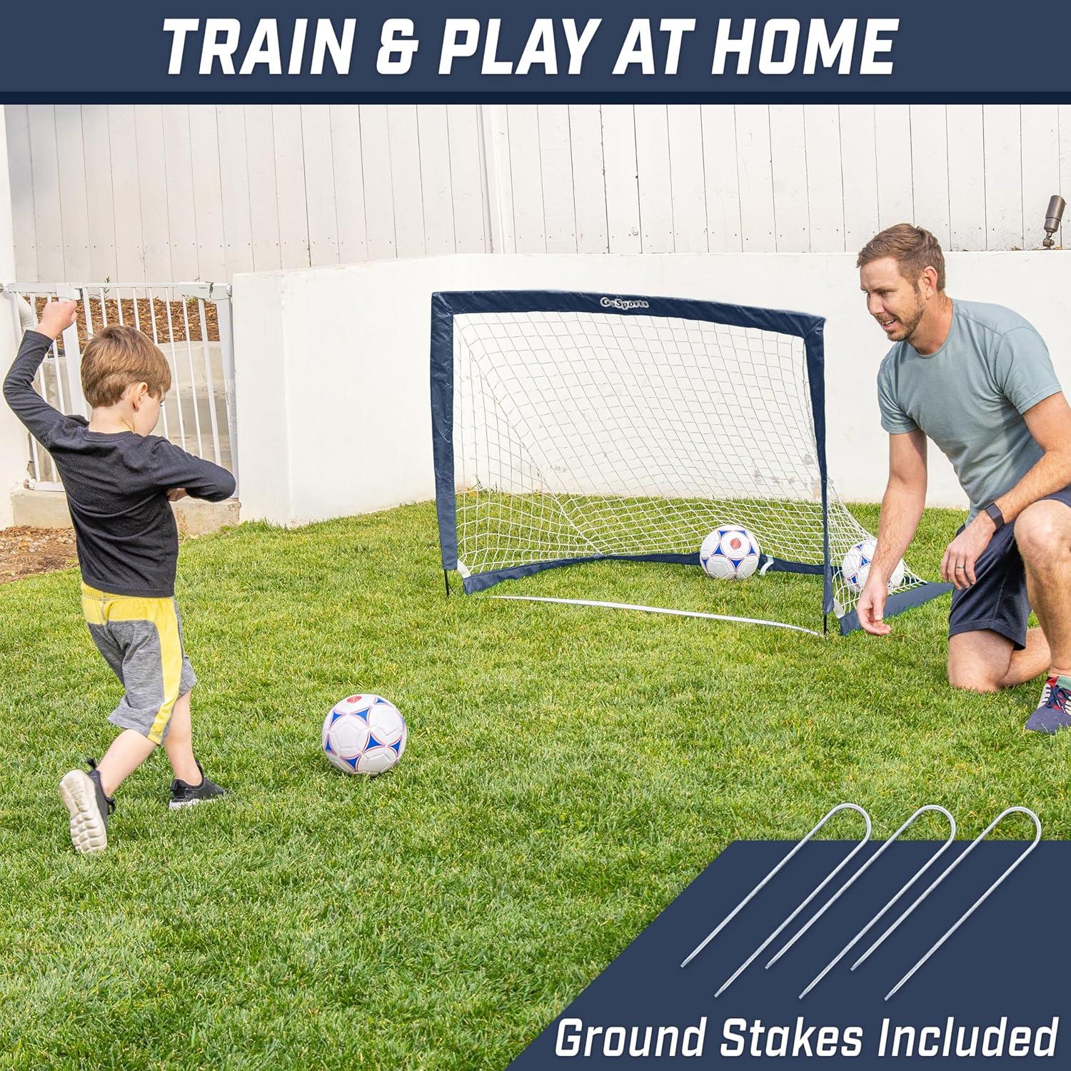 imageGoSports Portable Soccer Goals for Kids  13 Color Options  Choose 4 x 3 ft or 6 x 4 ft  Team Tone Pop Up Nets for BackyardNavy