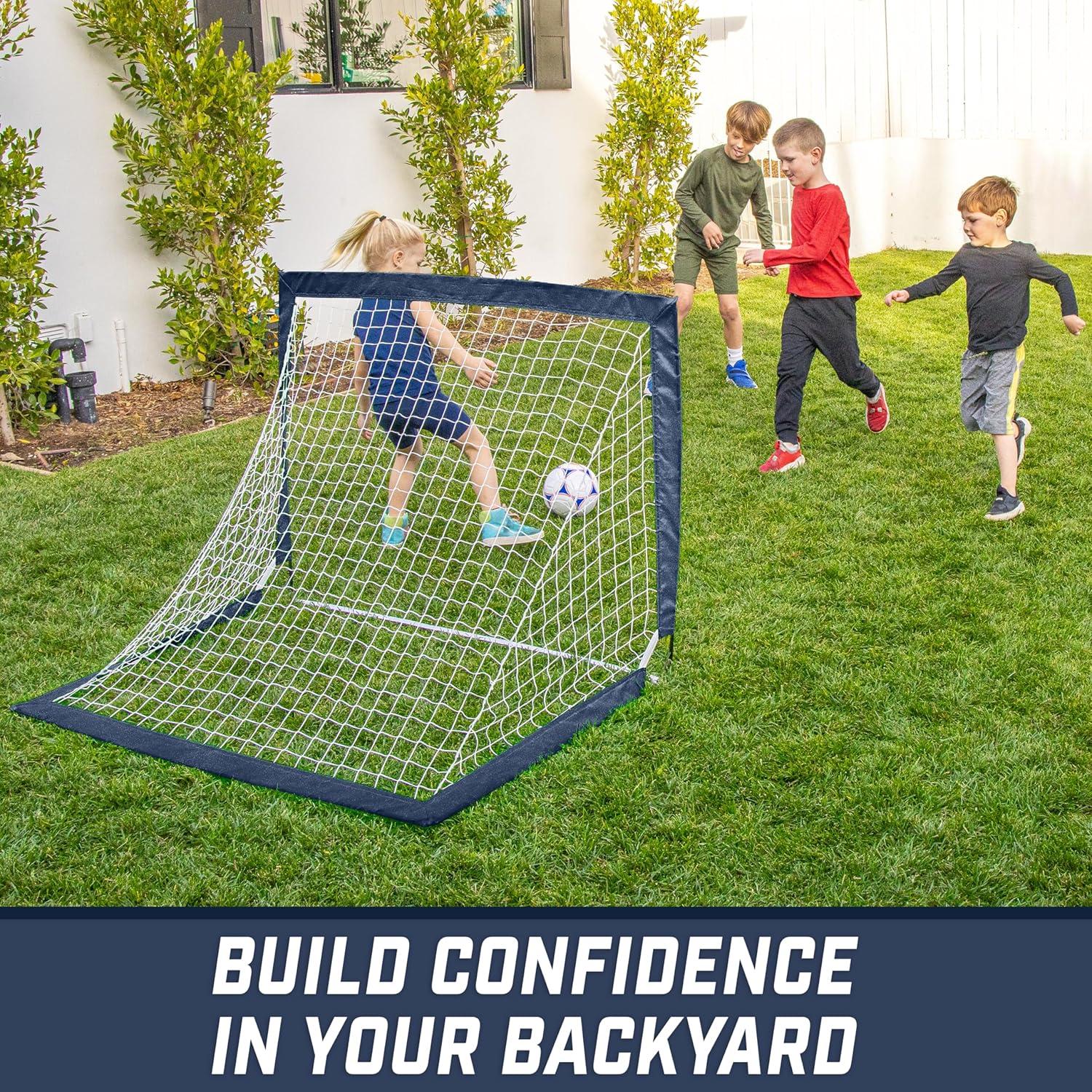 imageGoSports Portable Soccer Goals for Kids  13 Color Options  Choose 4 x 3 ft or 6 x 4 ft  Team Tone Pop Up Nets for BackyardNavy
