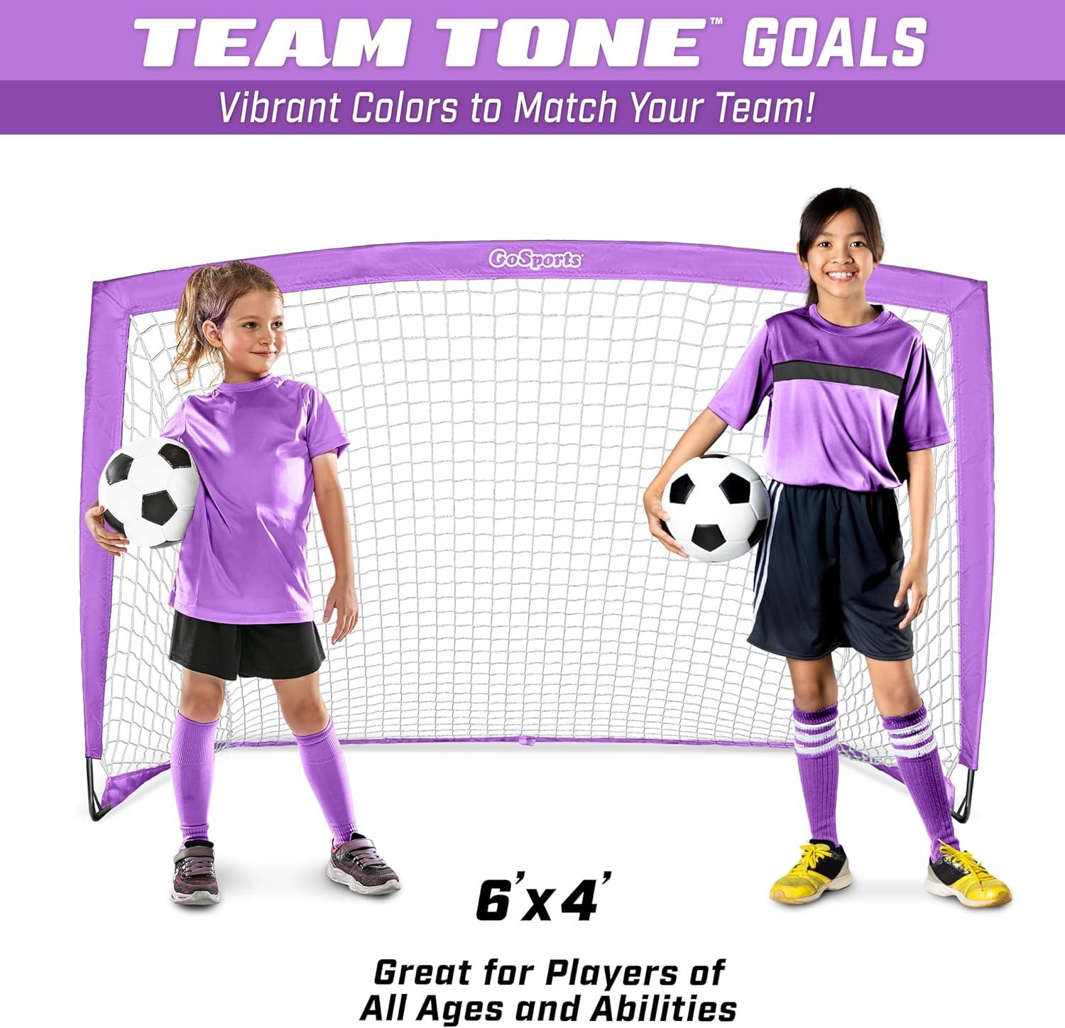 imageGoSports Portable Soccer Goals for Kids 13 Color Options Choose 4 x 3 ft or 6 x 4 ft Team Tone Pop Up Nets for BackyardPurple