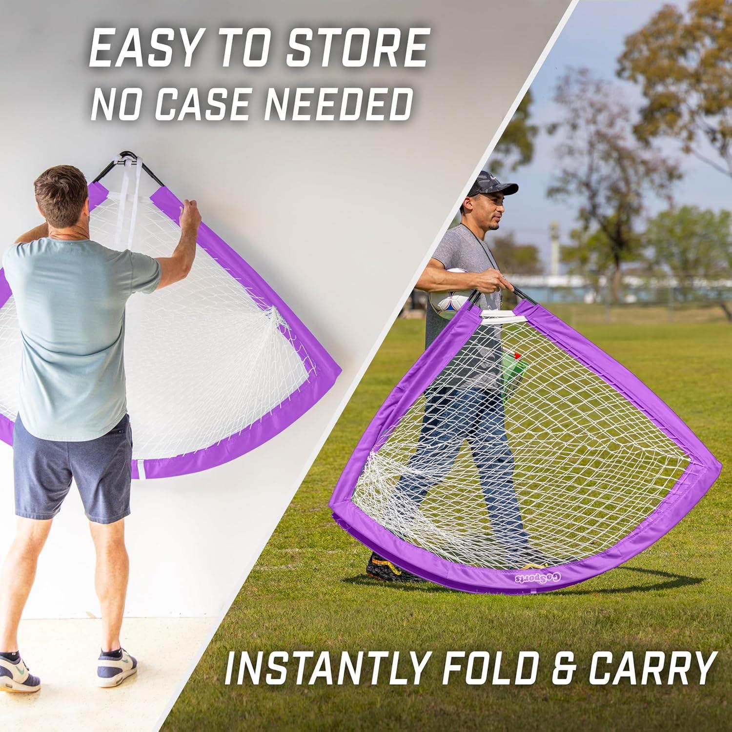 imageGoSports Portable Soccer Goals for Kids 13 Color Options Choose 4 x 3 ft or 6 x 4 ft Team Tone Pop Up Nets for BackyardPurple