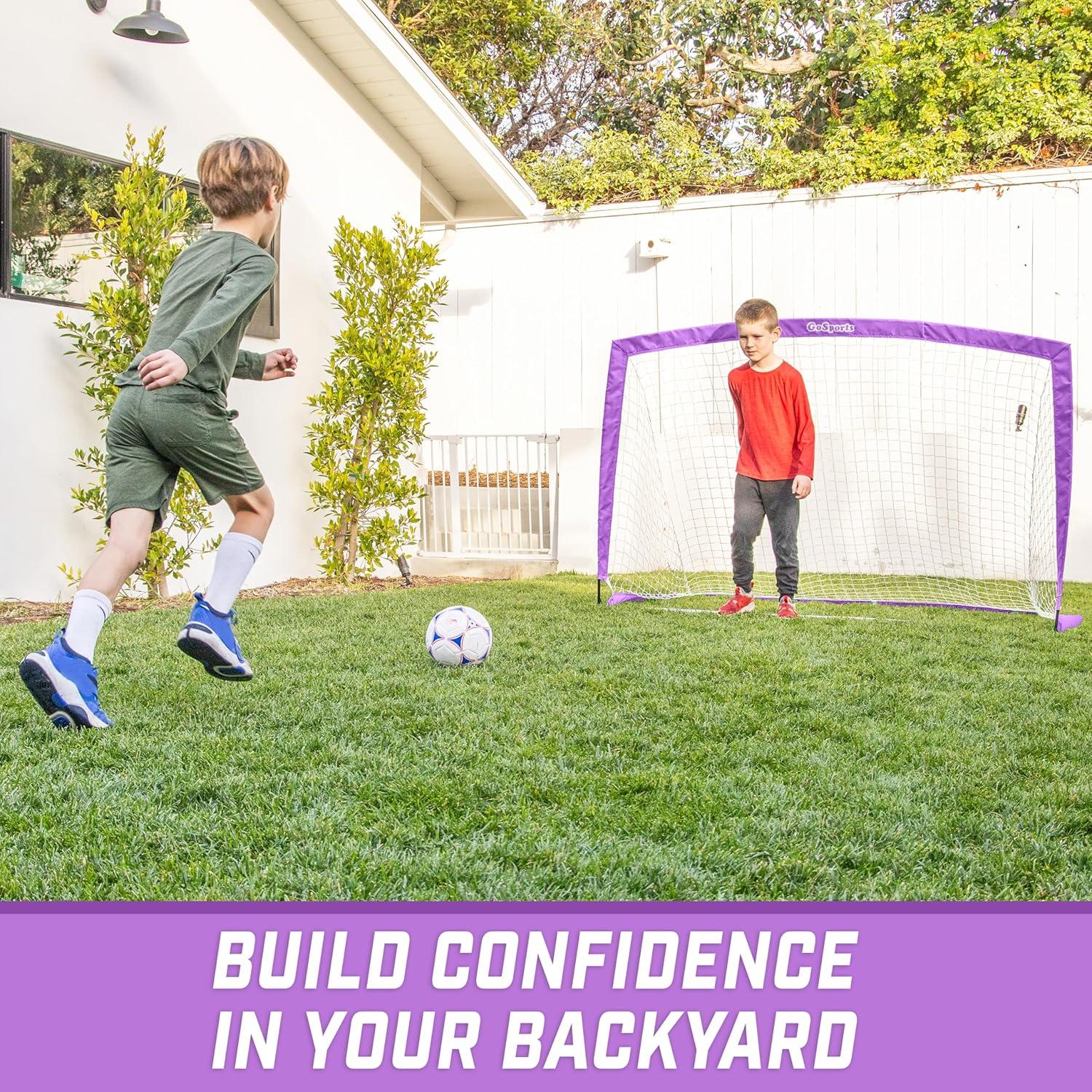 imageGoSports Portable Soccer Goals for Kids 13 Color Options Choose 4 x 3 ft or 6 x 4 ft Team Tone Pop Up Nets for BackyardPurple