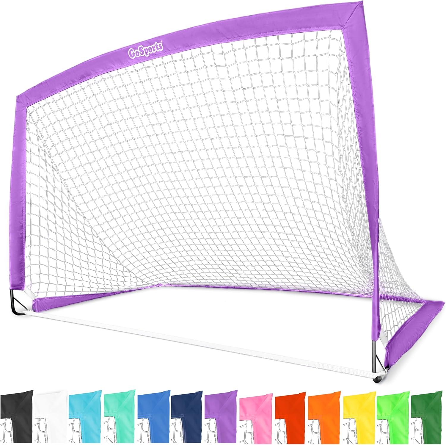 imageGoSports Portable Soccer Goals for Kids 13 Color Options Choose 4 x 3 ft or 6 x 4 ft Team Tone Pop Up Nets for BackyardPurple