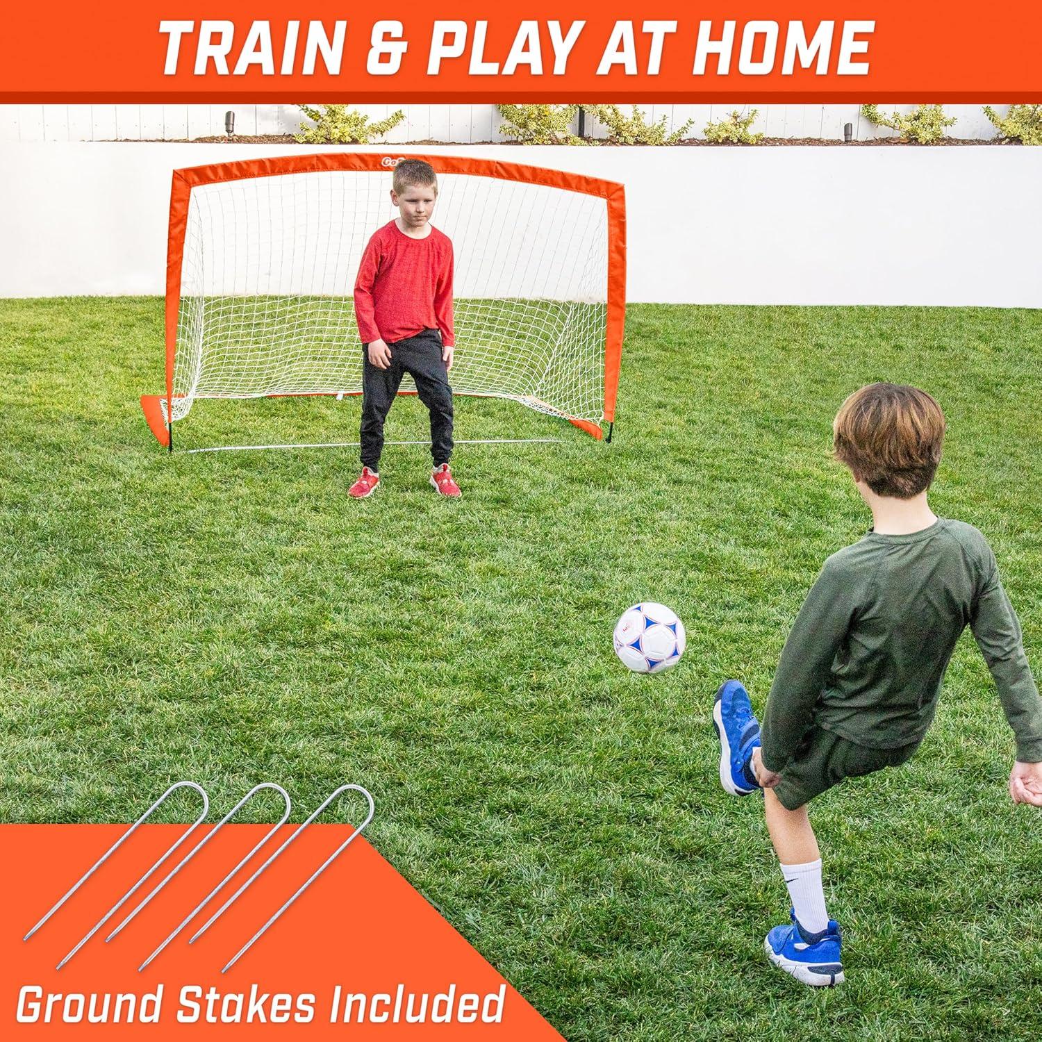 imageGoSports Portable Soccer Goals for Kids  13 Color Options  Choose 4 x 3 ft or 6 x 4 ft  Team Tone Pop Up Nets for BackyardRed