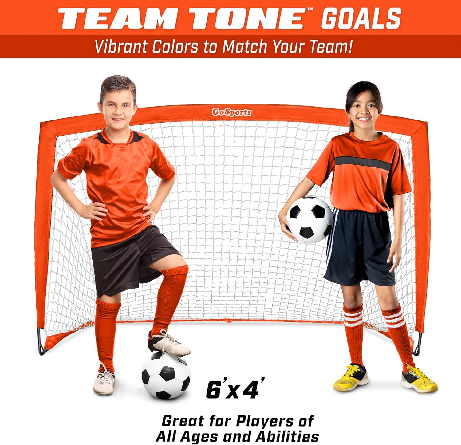 imageGoSports Portable Soccer Goals for Kids  13 Color Options  Choose 4 x 3 ft or 6 x 4 ft  Team Tone Pop Up Nets for BackyardRed