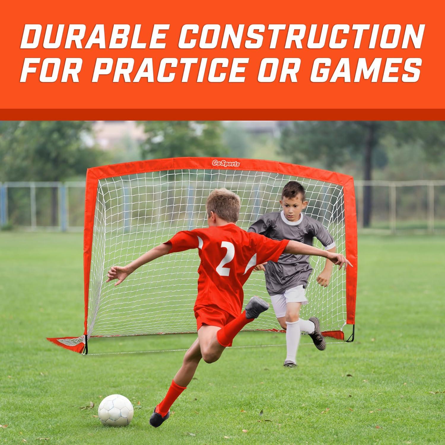 imageGoSports Portable Soccer Goals for Kids  13 Color Options  Choose 4 x 3 ft or 6 x 4 ft  Team Tone Pop Up Nets for BackyardRed