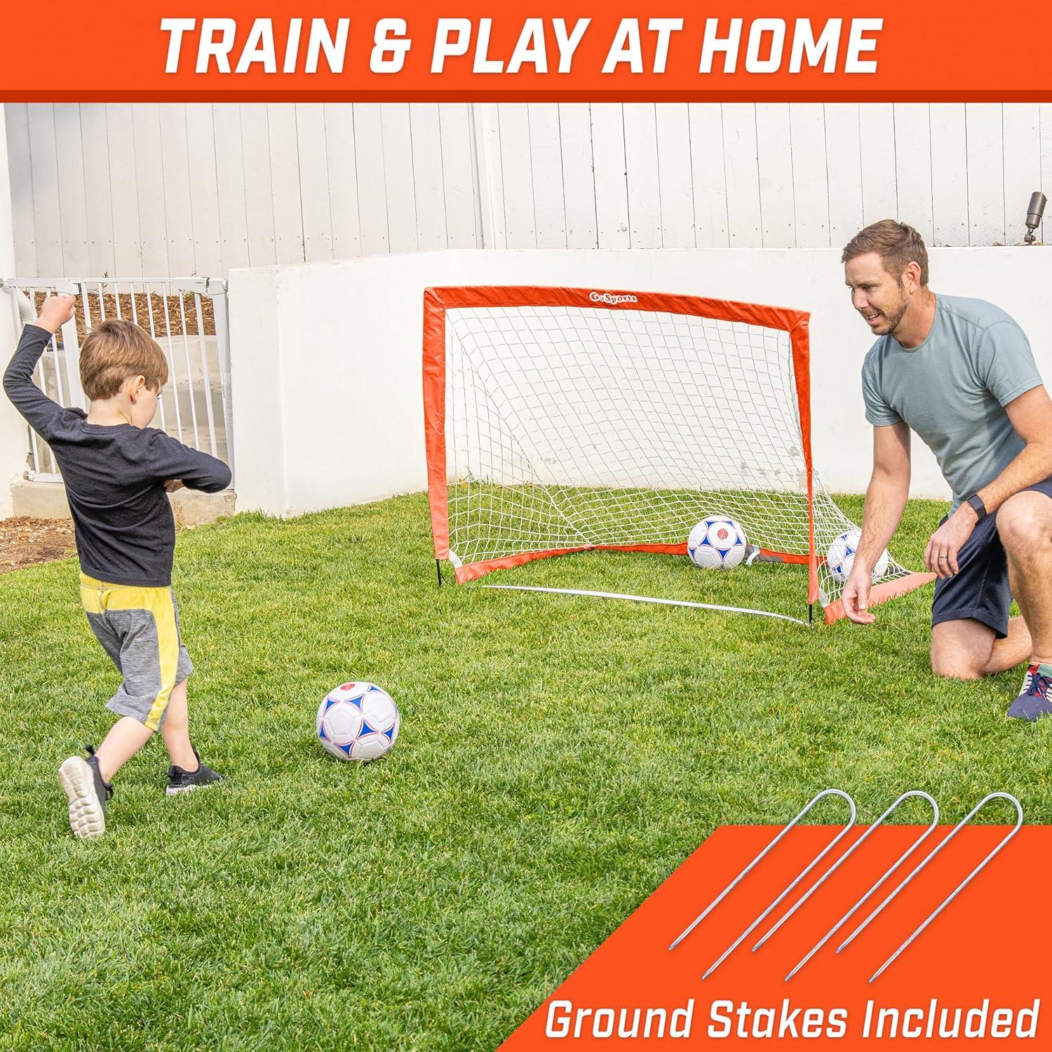 imageGoSports Portable Soccer Goals for Kids  13 Color Options  Choose 4 x 3 ft or 6 x 4 ft  Team Tone Pop Up Nets for BackyardRed