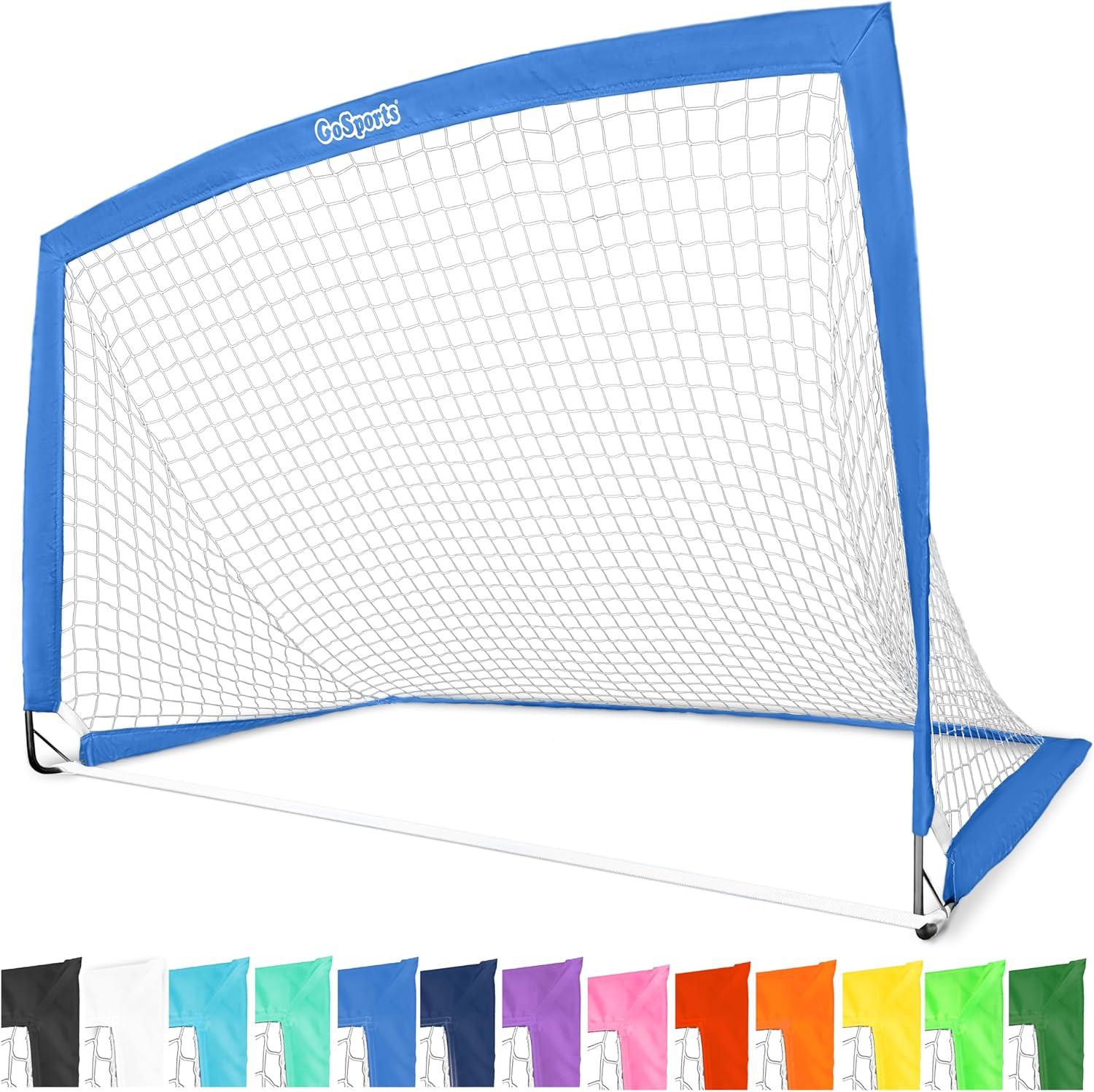 imageGoSports Portable Soccer Goals for Kids  13 Color Options  Choose 4 x 3 ft or 6 x 4 ft  Team Tone Pop Up Nets for BackyardRoyal Blue