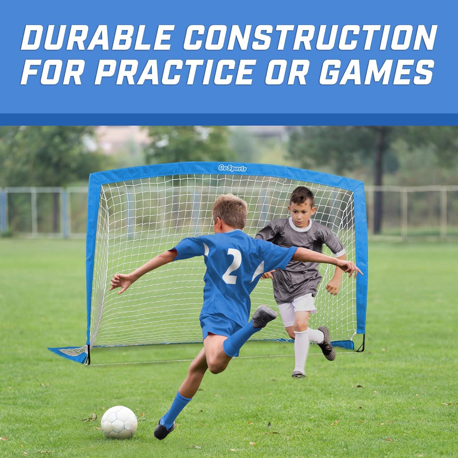 imageGoSports Portable Soccer Goals for Kids  13 Color Options  Choose 4 x 3 ft or 6 x 4 ft  Team Tone Pop Up Nets for BackyardRoyal Blue