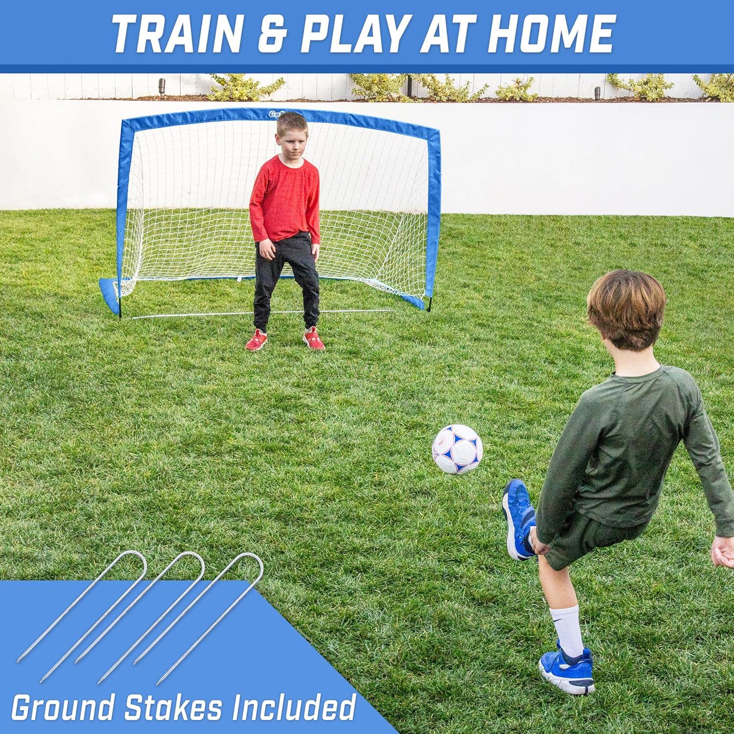 imageGoSports Portable Soccer Goals for Kids  13 Color Options  Choose 4 x 3 ft or 6 x 4 ft  Team Tone Pop Up Nets for BackyardRoyal Blue