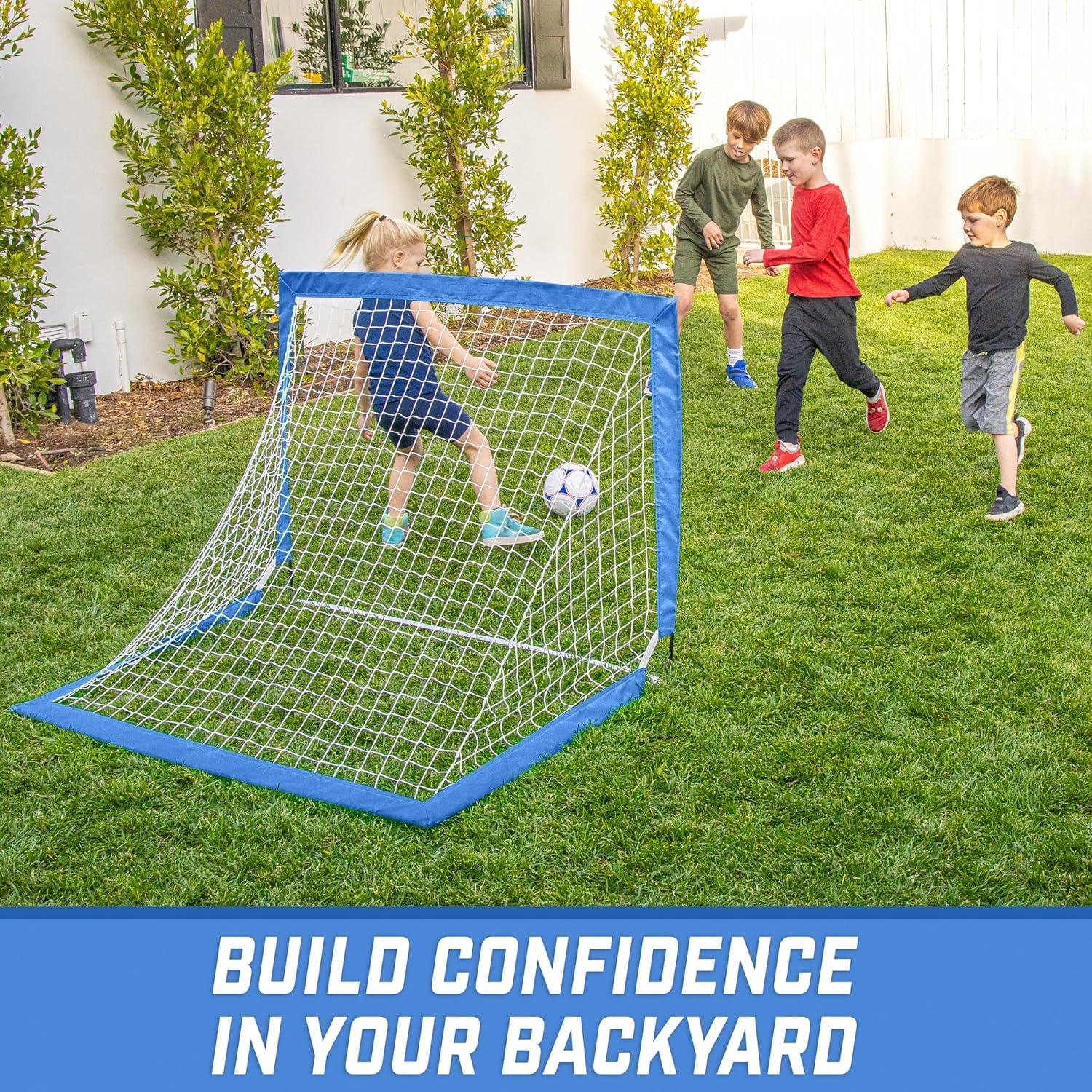 imageGoSports Portable Soccer Goals for Kids  13 Color Options  Choose 4 x 3 ft or 6 x 4 ft  Team Tone Pop Up Nets for BackyardRoyal Blue
