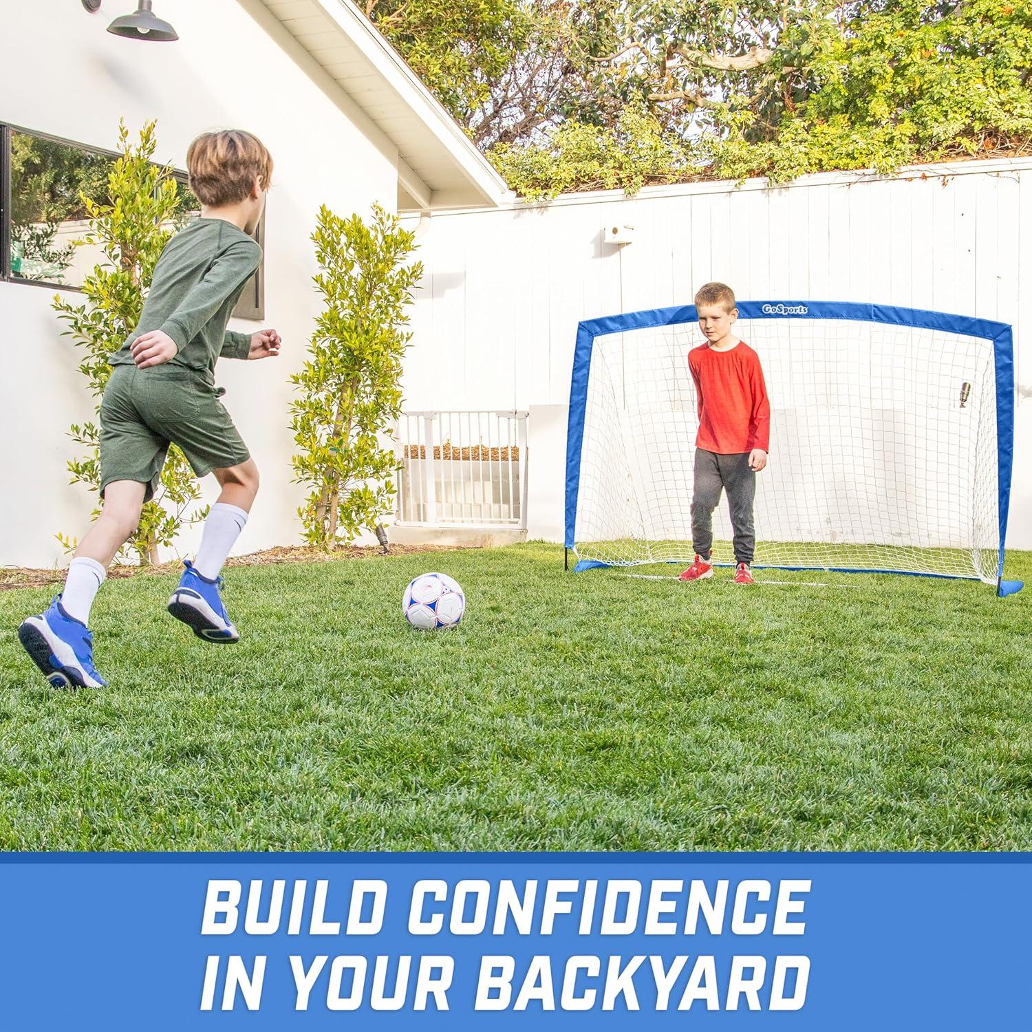 imageGoSports Portable Soccer Goals for Kids  13 Color Options  Choose 4 x 3 ft or 6 x 4 ft  Team Tone Pop Up Nets for BackyardRoyal Blue