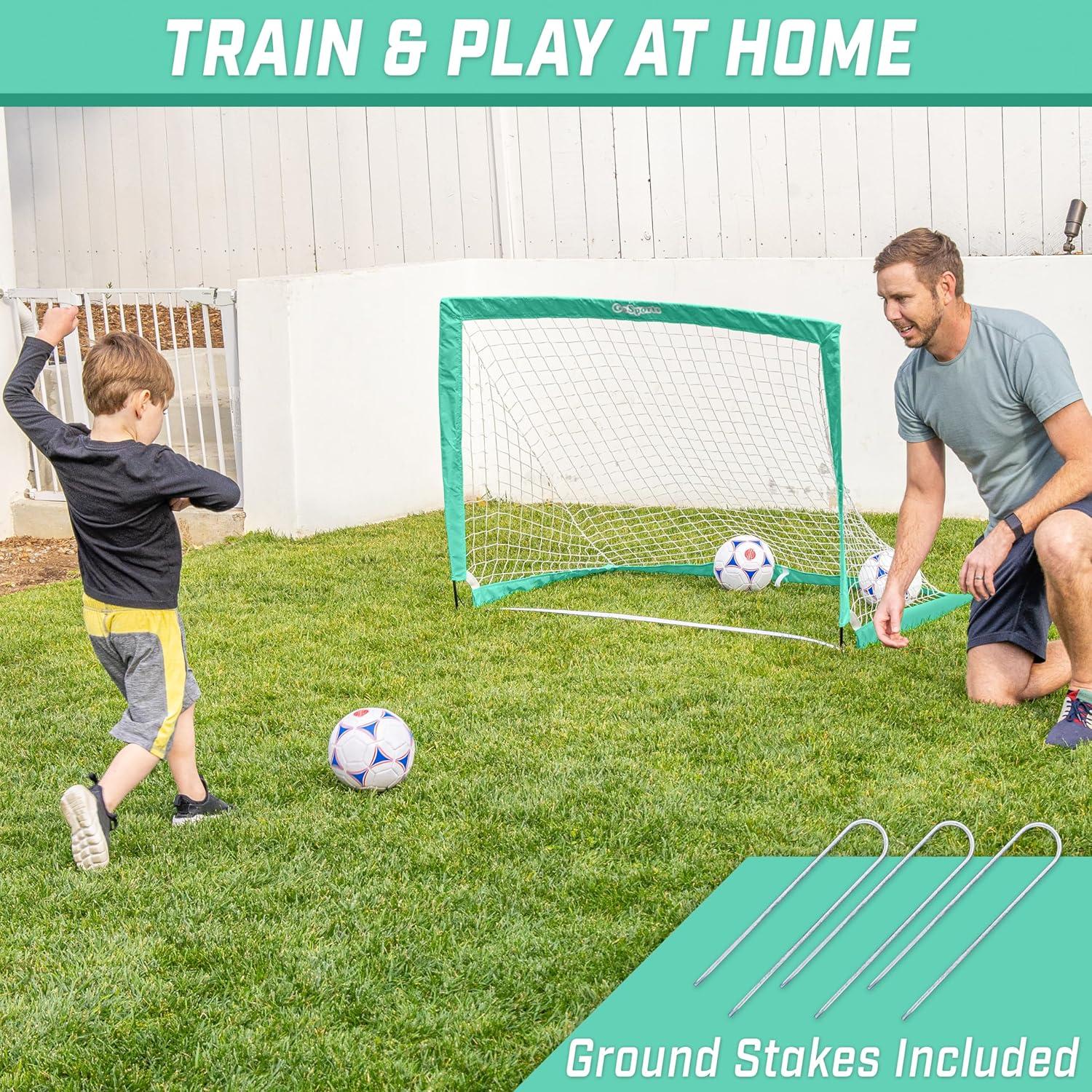 imageGoSports Portable Soccer Goals for Kids  13 Color Options  Choose 4 x 3 ft or 6 x 4 ft  Team Tone Pop Up Nets for BackyardTurquoise