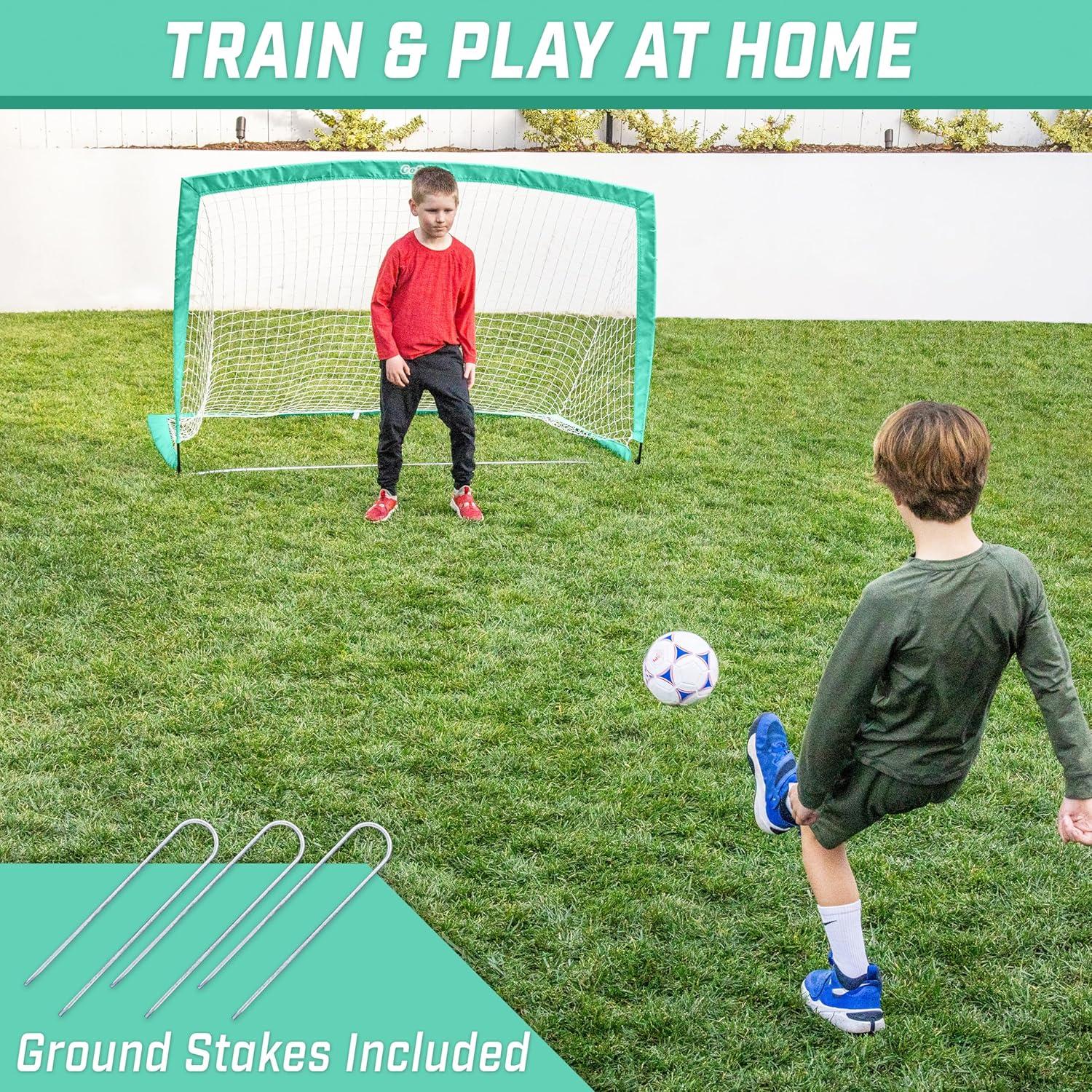 imageGoSports Portable Soccer Goals for Kids  13 Color Options  Choose 4 x 3 ft or 6 x 4 ft  Team Tone Pop Up Nets for BackyardTurquoise