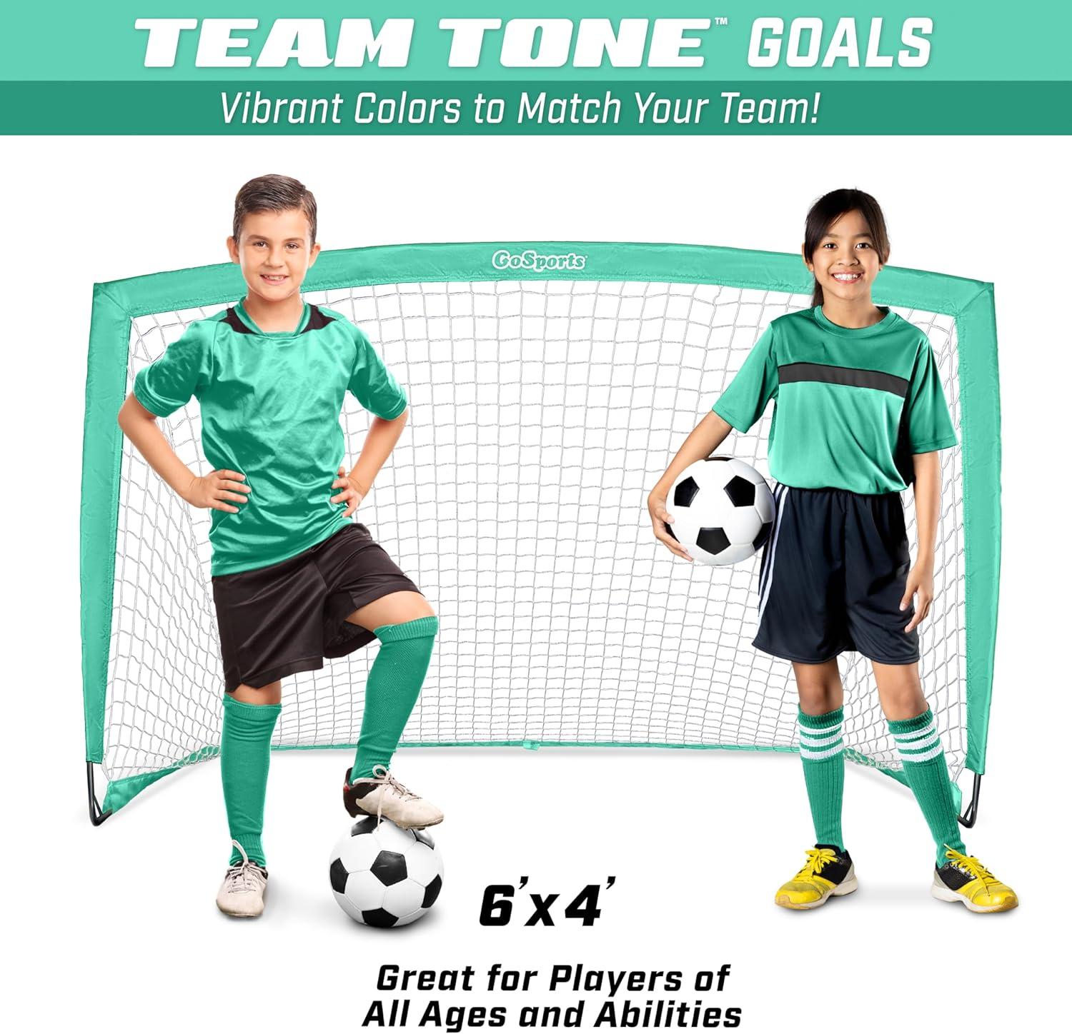 imageGoSports Portable Soccer Goals for Kids  13 Color Options  Choose 4 x 3 ft or 6 x 4 ft  Team Tone Pop Up Nets for BackyardTurquoise
