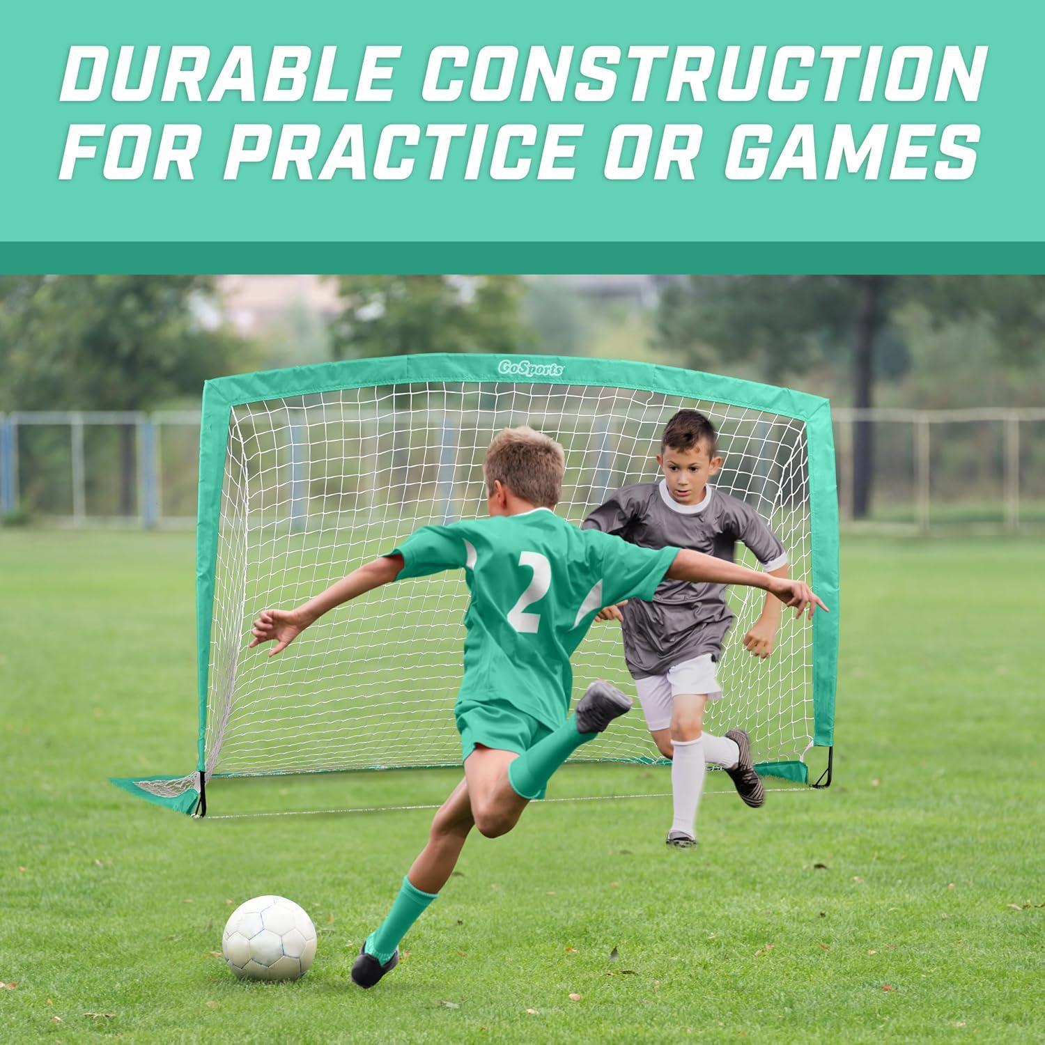 imageGoSports Portable Soccer Goals for Kids  13 Color Options  Choose 4 x 3 ft or 6 x 4 ft  Team Tone Pop Up Nets for BackyardTurquoise