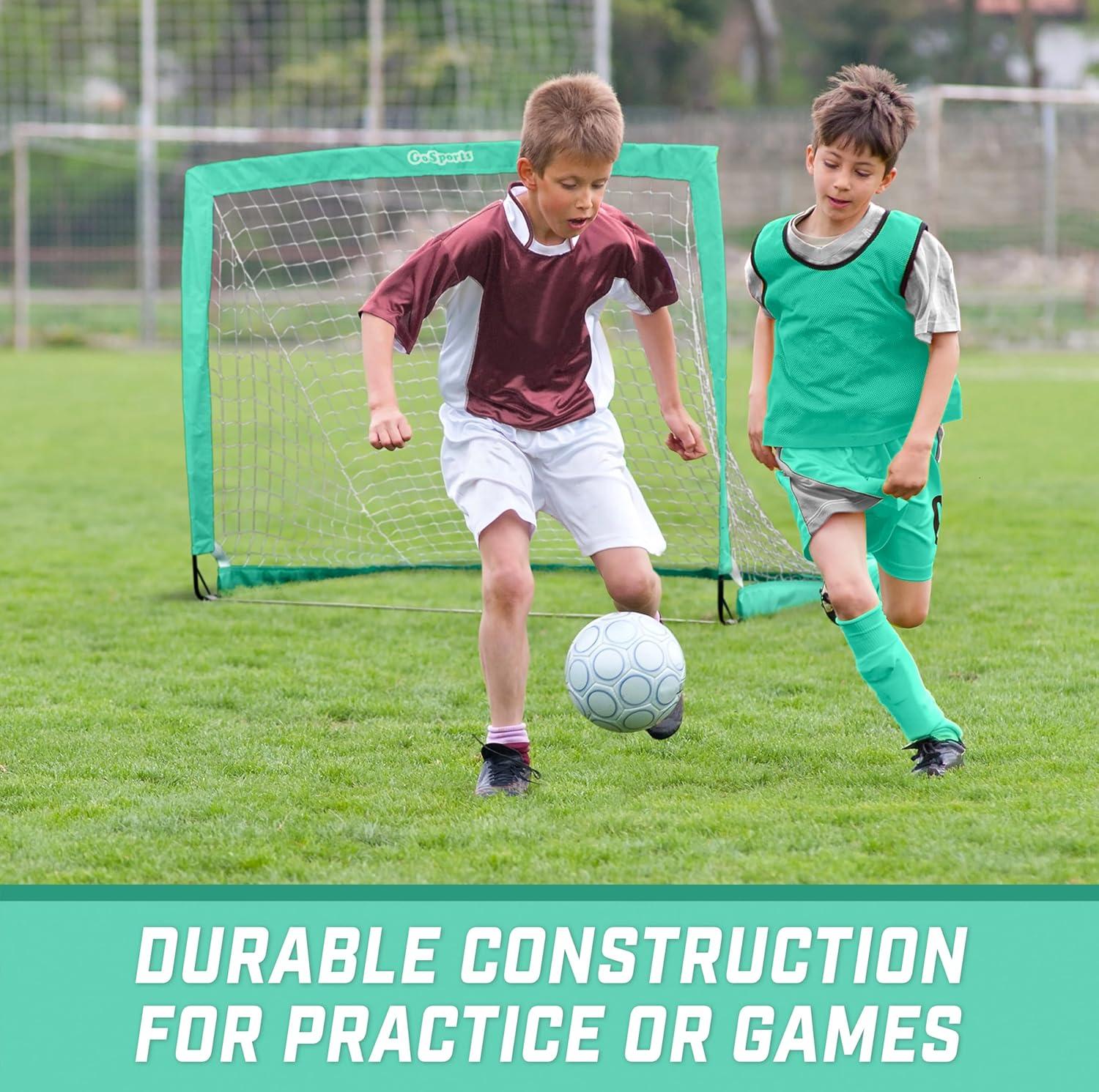 imageGoSports Portable Soccer Goals for Kids  13 Color Options  Choose 4 x 3 ft or 6 x 4 ft  Team Tone Pop Up Nets for BackyardTurquoise