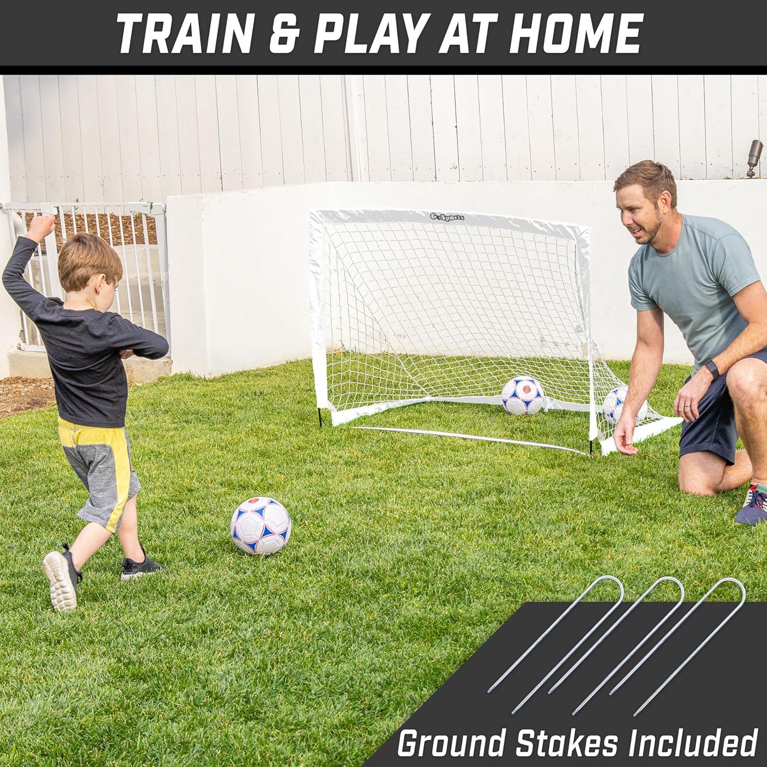 imageGoSports Portable Soccer Goals for Kids  13 Color Options  Choose 4 x 3 ft or 6 x 4 ft  Team Tone Pop Up Nets for BackyardWhite