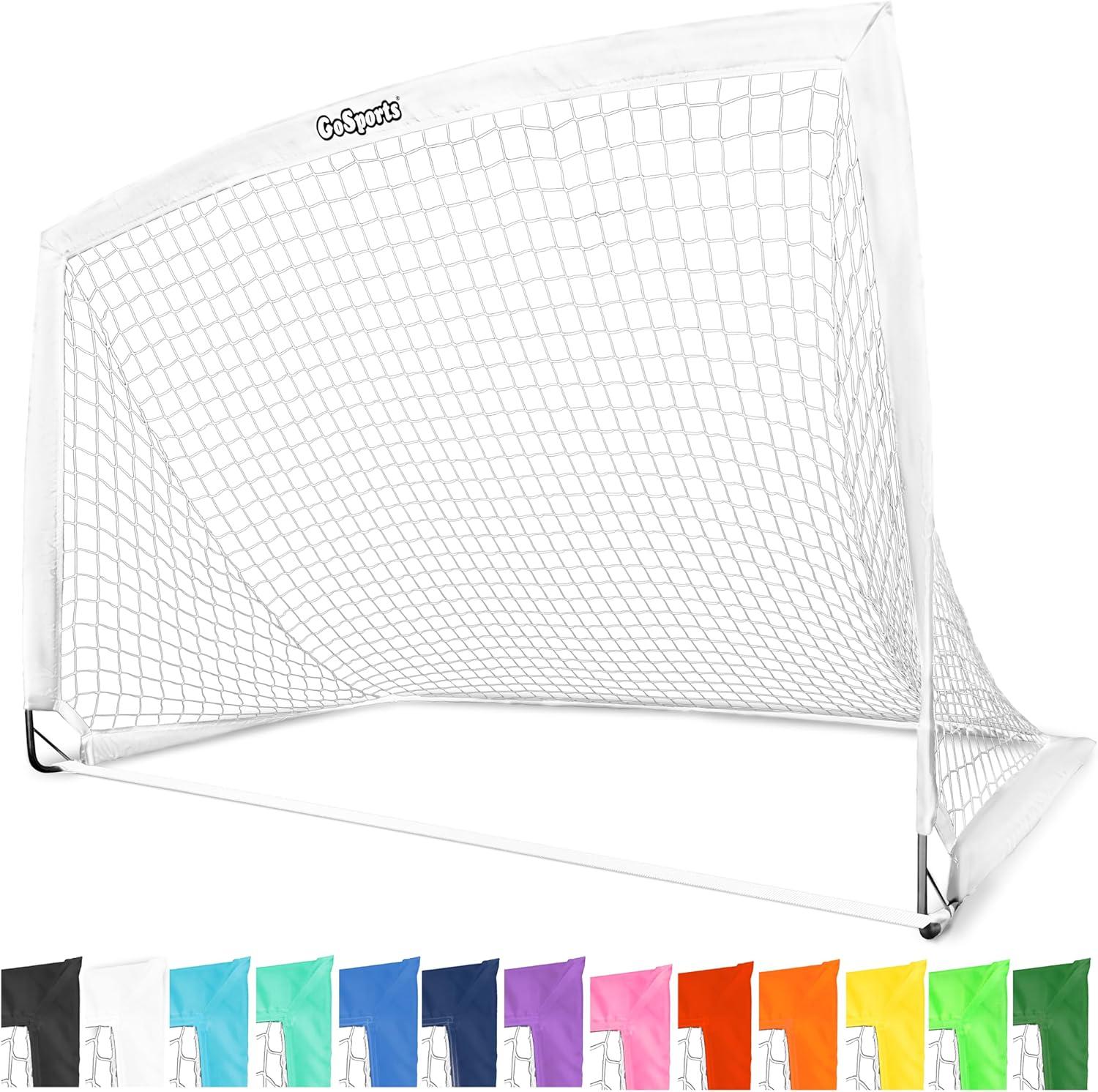 imageGoSports Portable Soccer Goals for Kids  13 Color Options  Choose 4 x 3 ft or 6 x 4 ft  Team Tone Pop Up Nets for BackyardWhite
