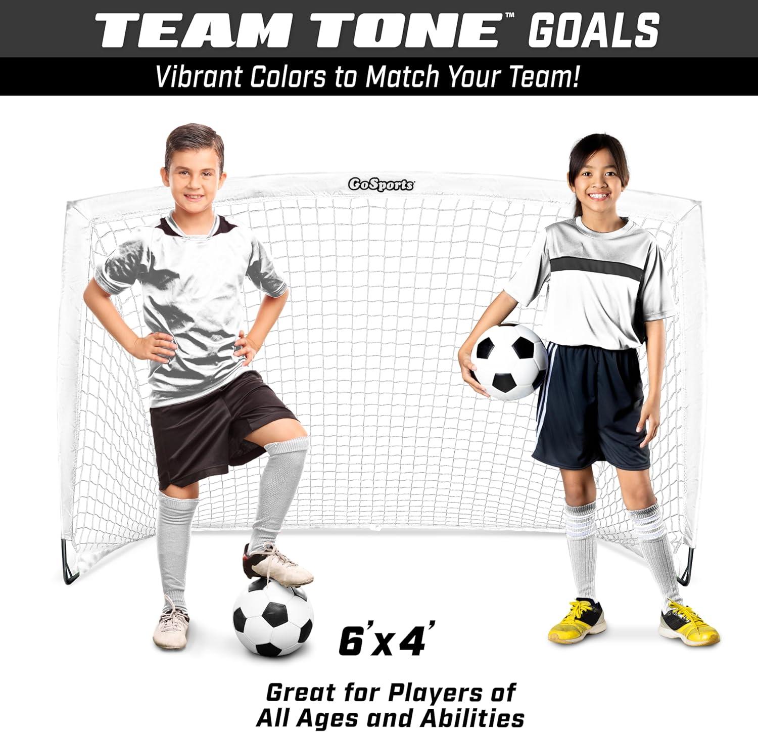 imageGoSports Portable Soccer Goals for Kids  13 Color Options  Choose 4 x 3 ft or 6 x 4 ft  Team Tone Pop Up Nets for BackyardWhite