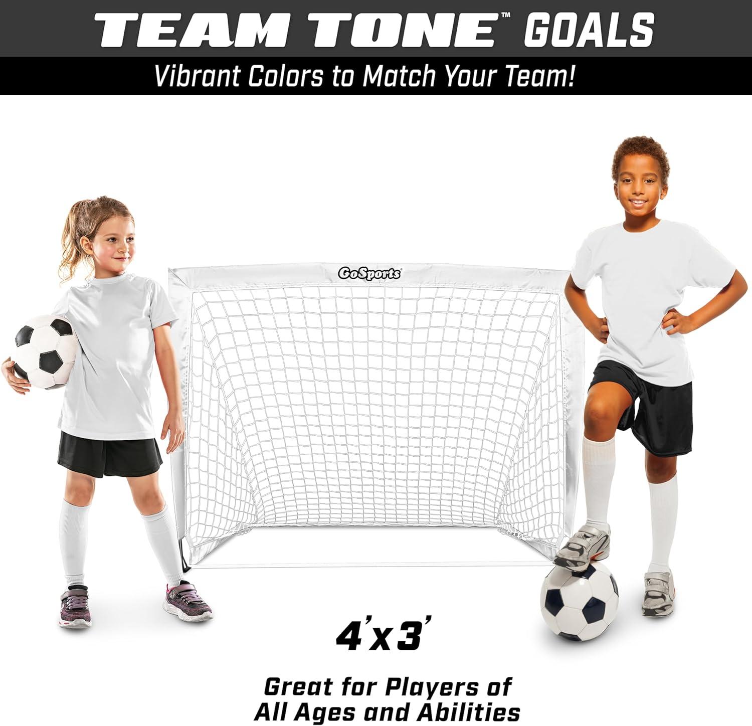 imageGoSports Portable Soccer Goals for Kids  13 Color Options  Choose 4 x 3 ft or 6 x 4 ft  Team Tone Pop Up Nets for BackyardWhite