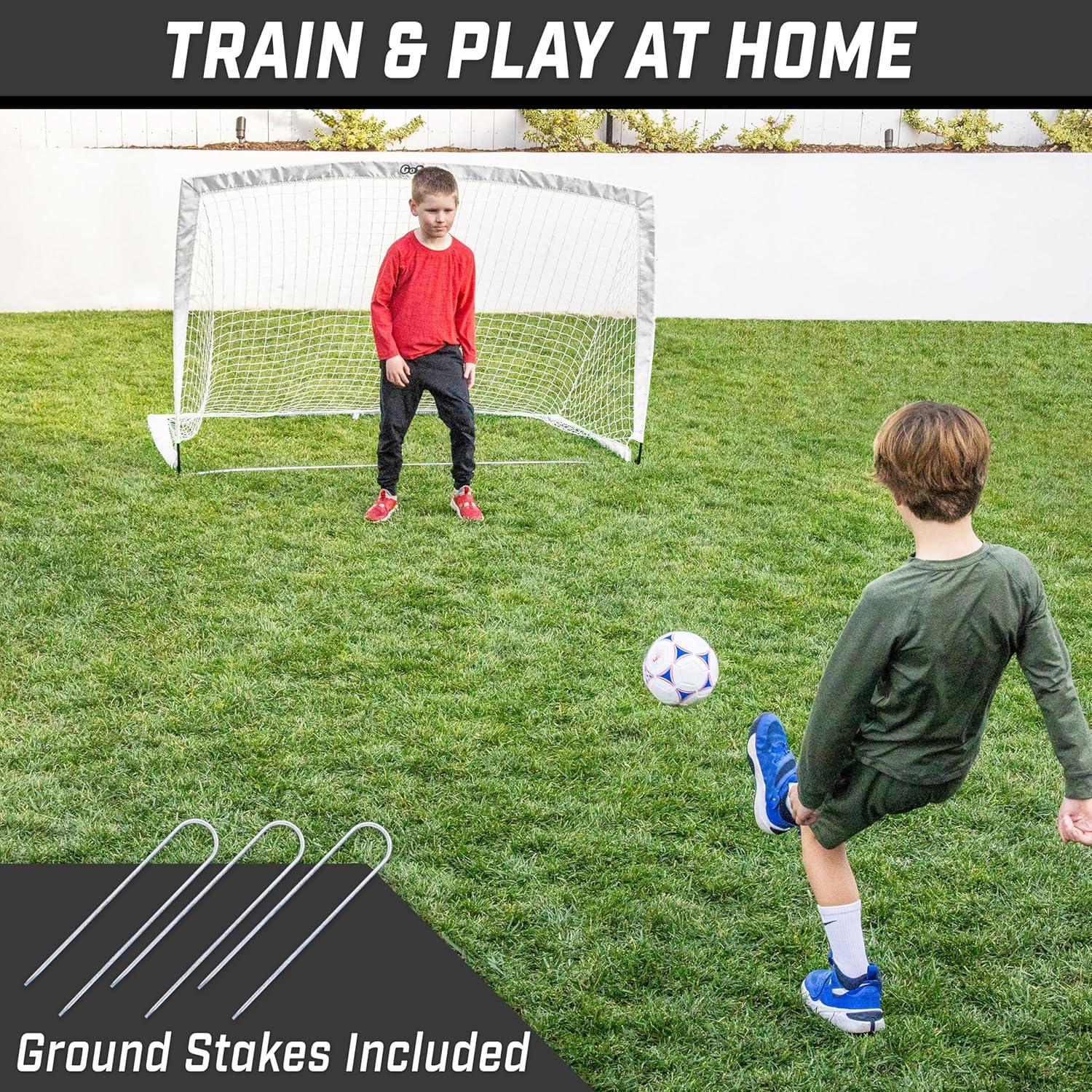 imageGoSports Portable Soccer Goals for Kids  13 Color Options  Choose 4 x 3 ft or 6 x 4 ft  Team Tone Pop Up Nets for BackyardWhite