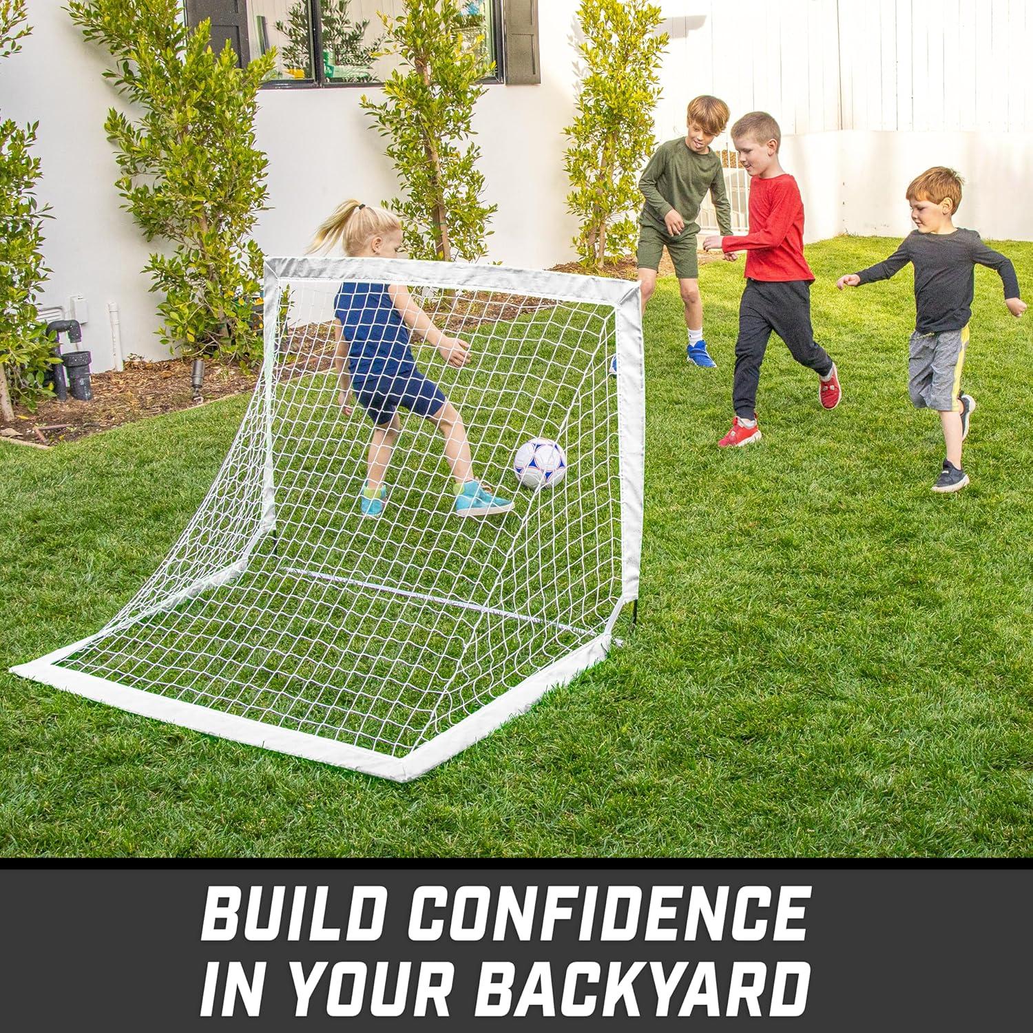 imageGoSports Portable Soccer Goals for Kids  13 Color Options  Choose 4 x 3 ft or 6 x 4 ft  Team Tone Pop Up Nets for BackyardWhite
