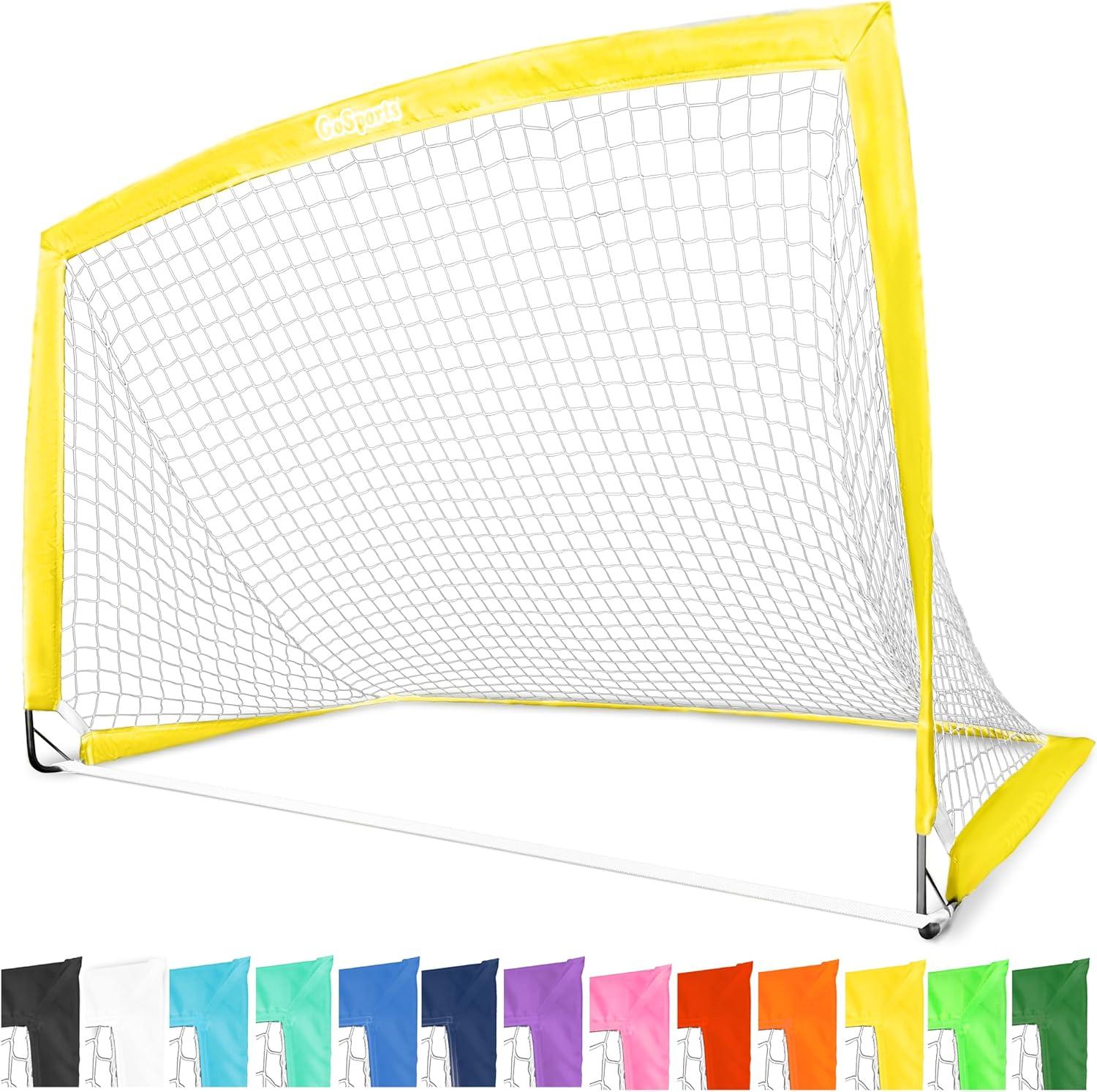 imageGoSports Portable Soccer Goals for Kids  13 Color Options  Choose 4 x 3 ft or 6 x 4 ft  Team Tone Pop Up Nets for BackyardYellow