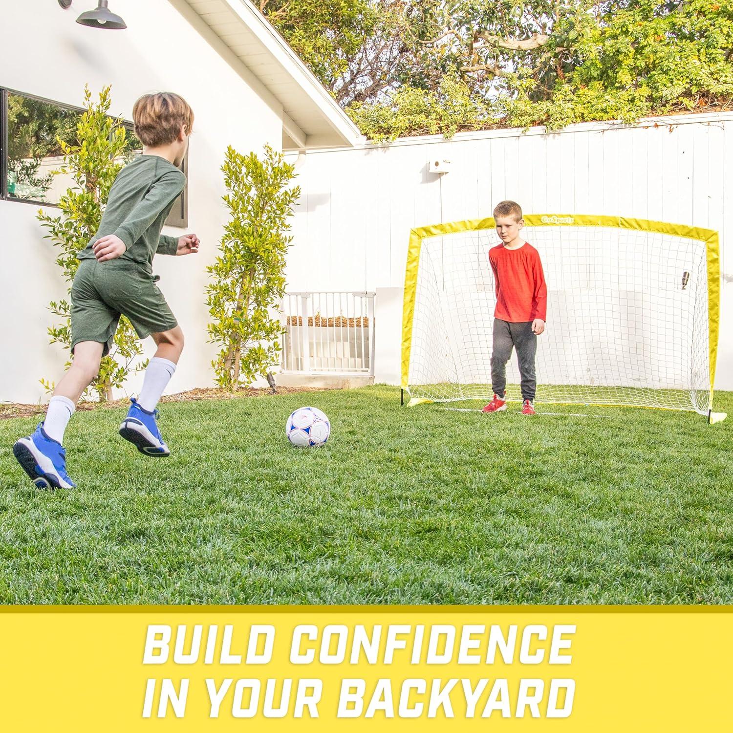 imageGoSports Portable Soccer Goals for Kids  13 Color Options  Choose 4 x 3 ft or 6 x 4 ft  Team Tone Pop Up Nets for BackyardYellow