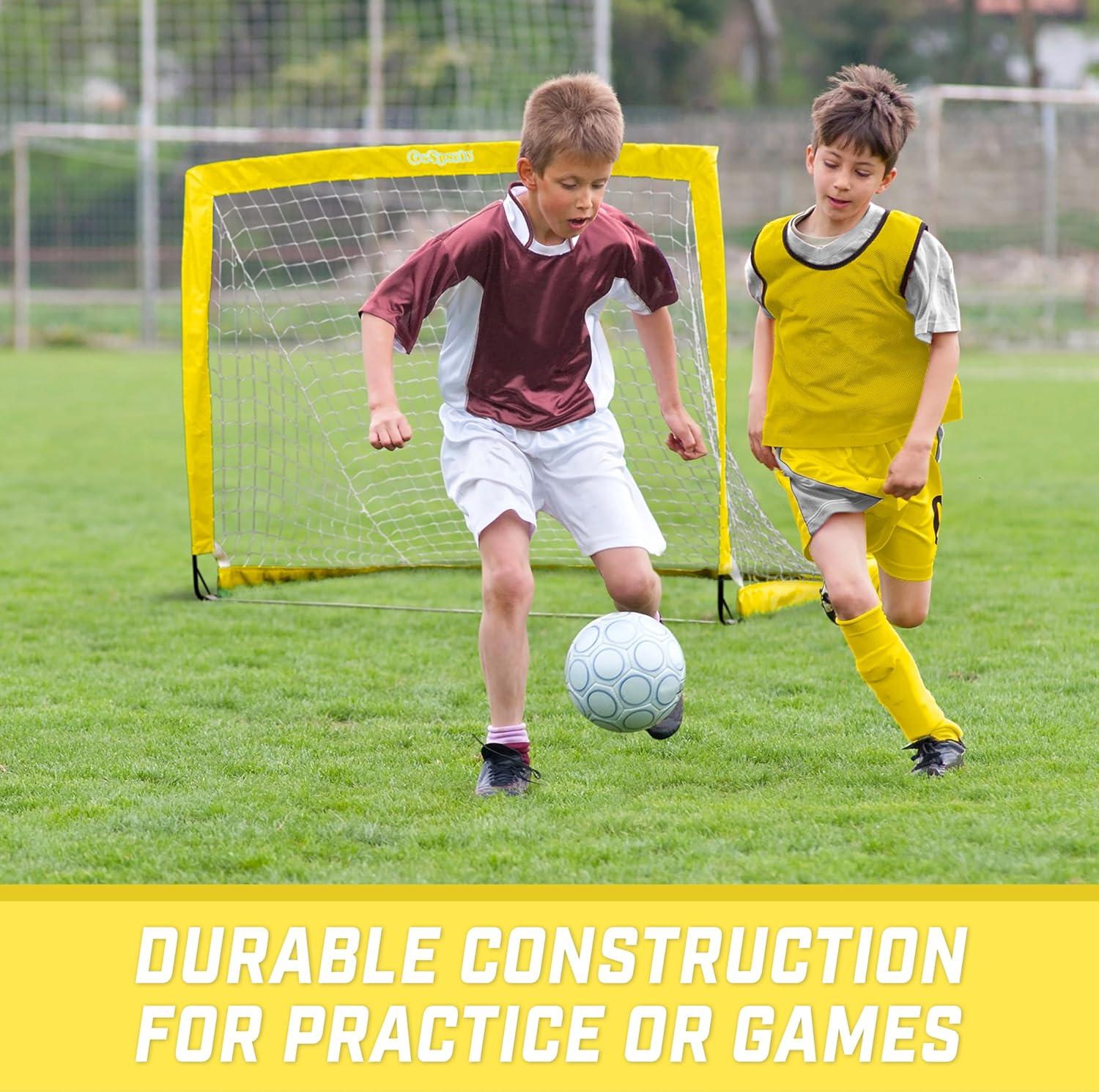 imageGoSports Portable Soccer Goals for Kids  13 Color Options  Choose 4 x 3 ft or 6 x 4 ft  Team Tone Pop Up Nets for BackyardYellow