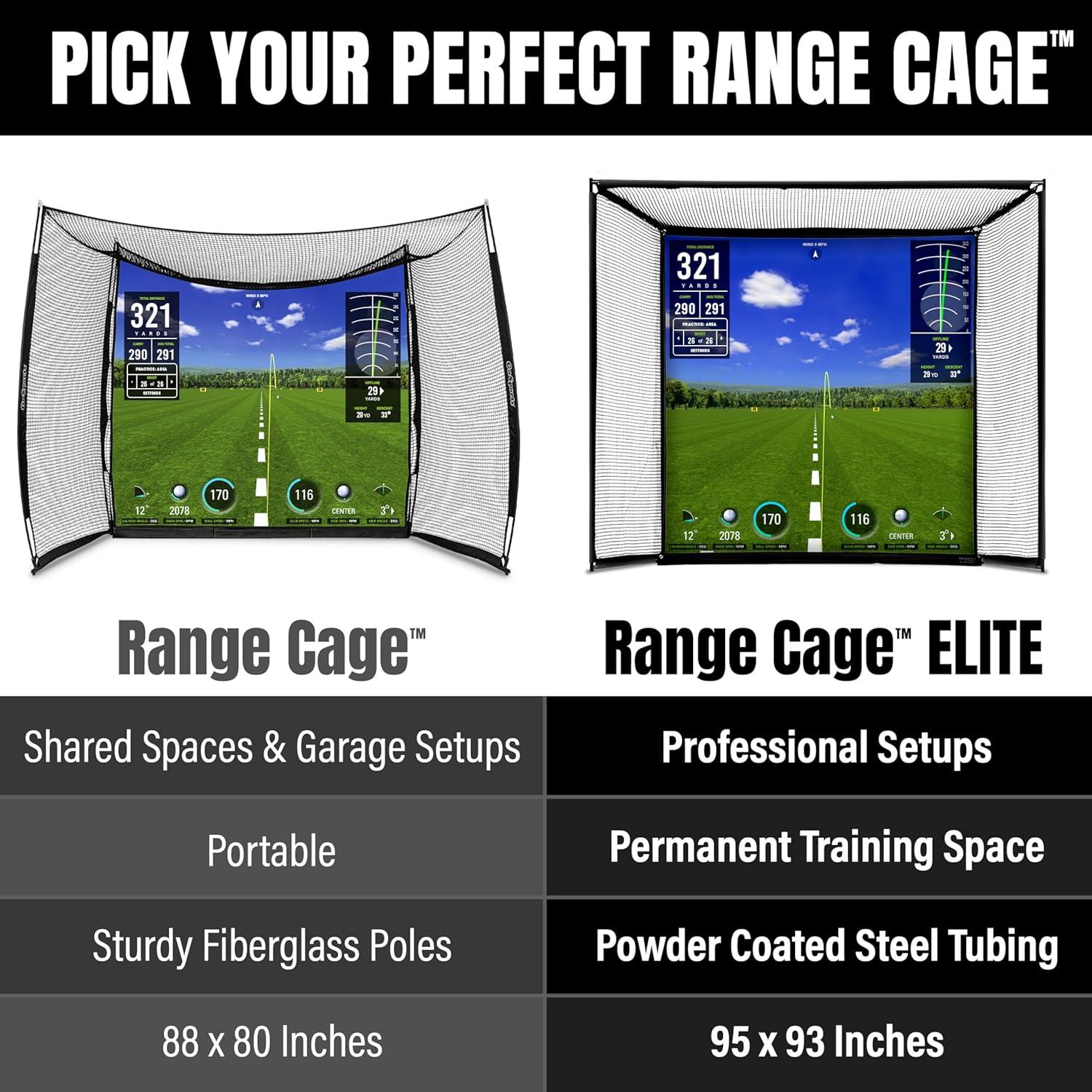 imageGoSports Range Cage Elite Golf Hitting Net 8 x 8 ft Golf Simulator Enclosure with Impact Screen