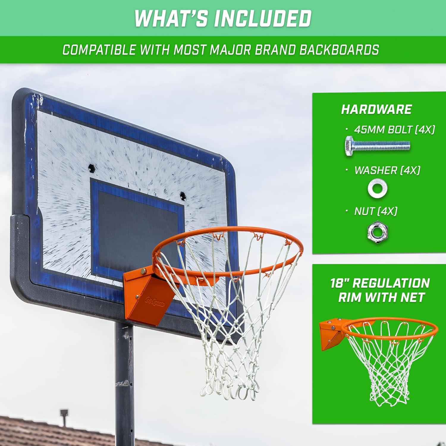 imageGoSports Regulation 18quot Steel Basketball Rim Choose from Fixed or Breakaway Use for Replacement or Garage MountBreakaway