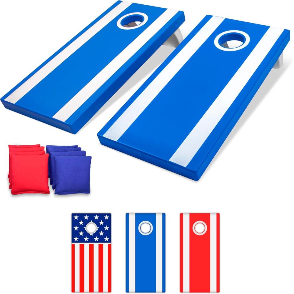 imageGoSports 4 x 2 ft All Weather Cornhole Boards  American Flag Red or Blue  Game Set Includes 8 Bean Bags ampamp RulesBlue