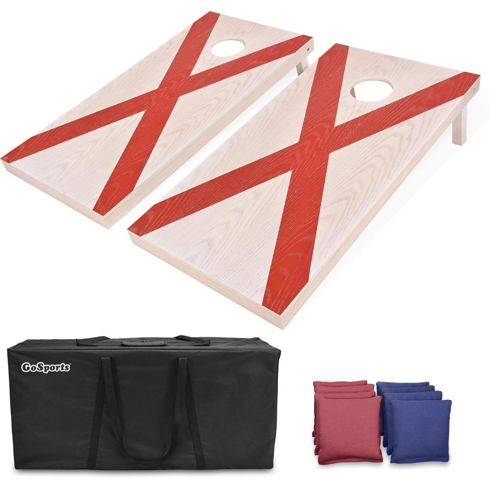 imageGoSports 4 x 2 ft Flag Series Wood Cornhole Sets  American Flag or State Flags  Includes 2 Regulation Size Boards 8 Bean Bags Carrying Case and RulesAlabama Flag