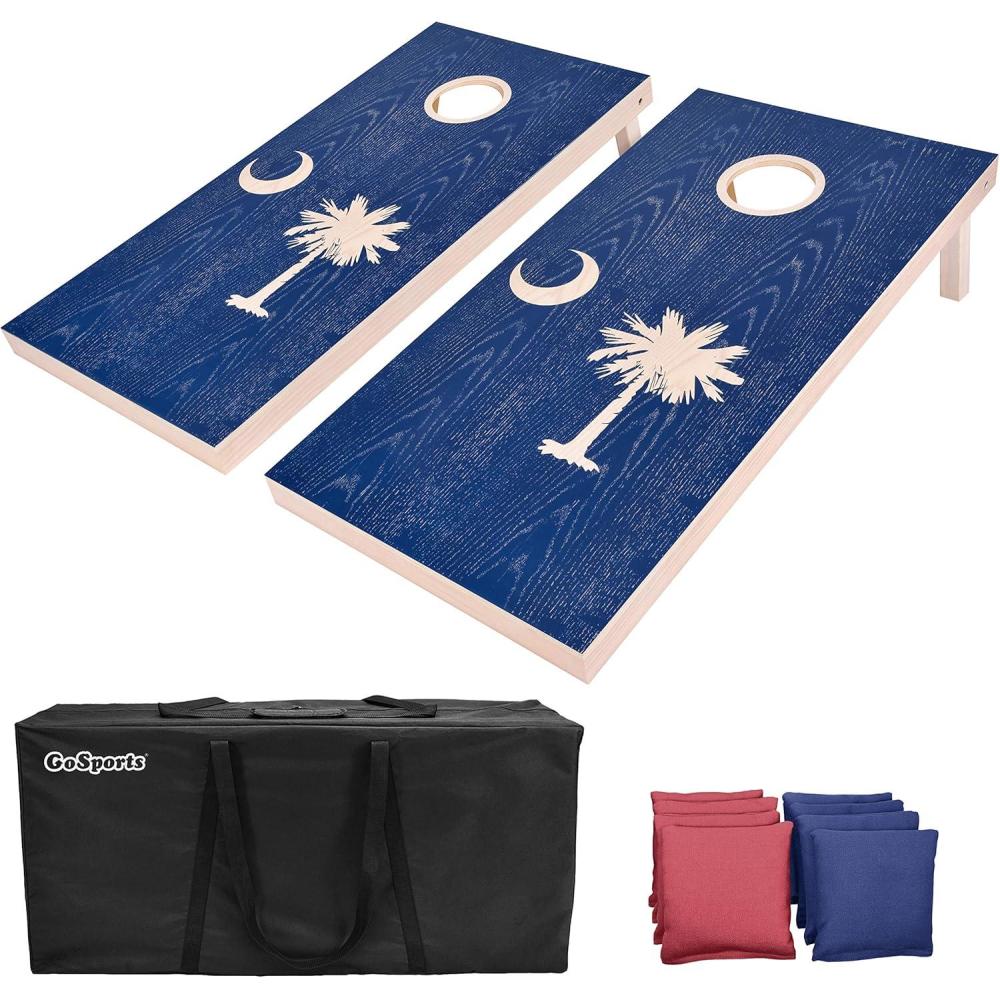 imageGoSports 4 x 2 ft Flag Series Wood Cornhole Sets  American Flag or State Flags  Includes 2 Regulation Size Boards 8 Bean Bags Carrying Case and RulesSouth Carolina Flag