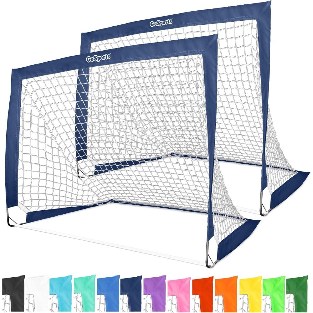 imageGoSports 4 x 3 ft Portable Soccer Goals for Kids  13 Colors  Set of 2 Team Tone Pop Up Nets for BackyardNavy