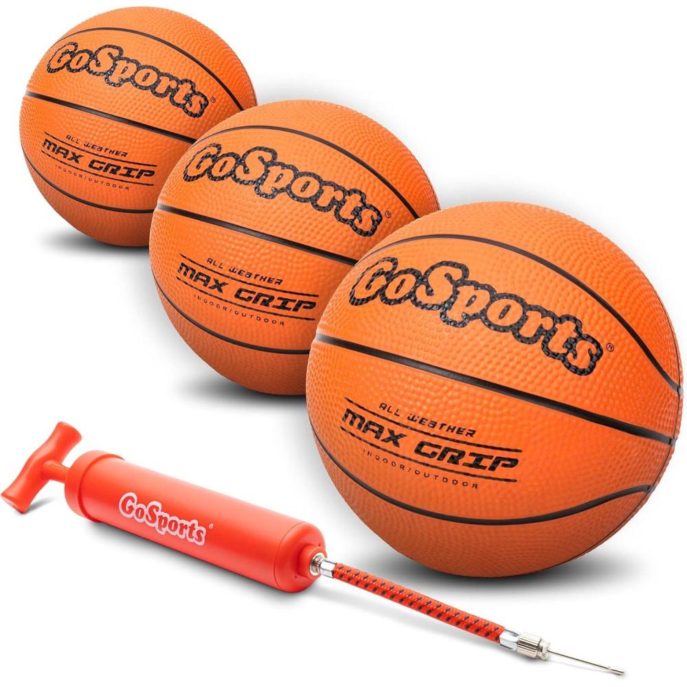 imageGoSports 5 Inch Mini Basketball 3 Pack with Premium Pump  Perfect for Mini Hoops or Training