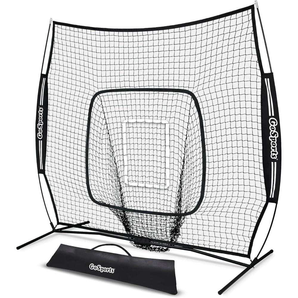 imageGoSports 6 x 6 ft Youth Baseball ampamp Softball Net Practice Hitting ampamp Pitching Net with Bow Type Frame Carry Bag and Strike Zone