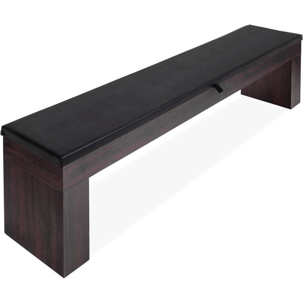 imageGoSports 7 ft 3 in 1 Pool Dining ampamp Table Tennis Combo Table and Storage Benches Convertible Top Game Table with Billiards and Table Tennis AccessoriesDark Oak Storage Bench