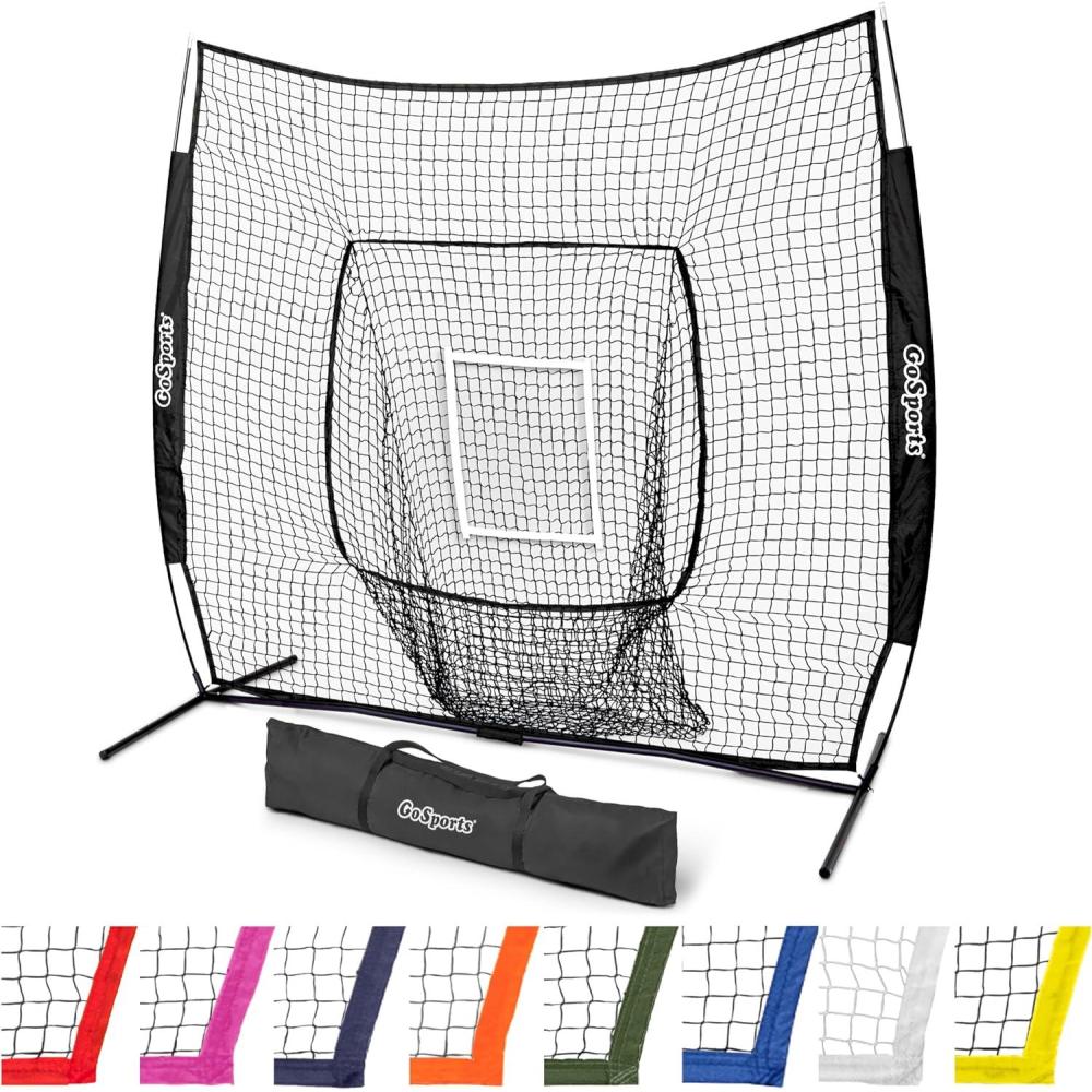 imageGoSports 7 x 7 ft Baseball ampamp Softball Nets  Available in Team Colors  Batting ampamp Pitching Net with Strike ZoneBlack