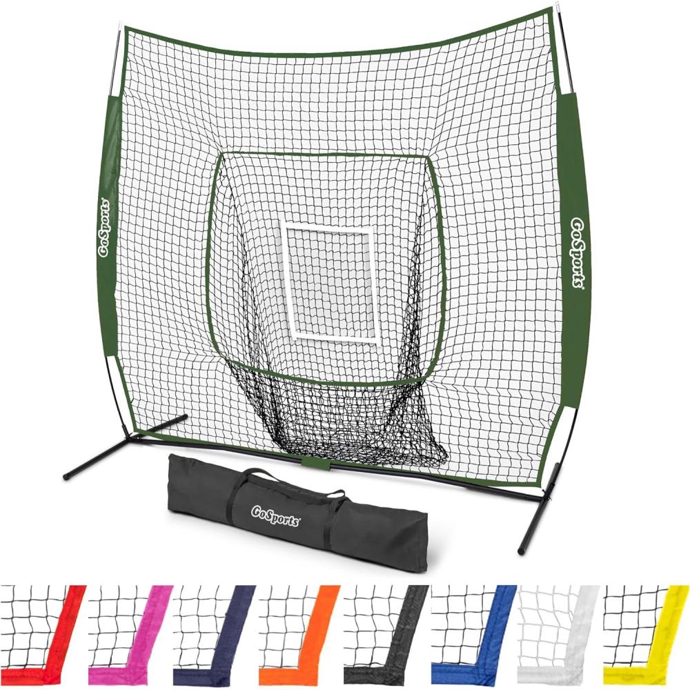 imageGoSports 7 x 7 ft Baseball ampamp Softball Nets  Available in Team Colors  Batting ampamp Pitching Net with Strike ZoneGreen