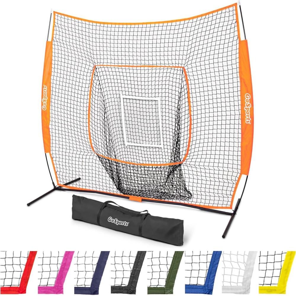 imageGoSports 7 x 7 ft Baseball ampamp Softball Nets  Available in Team Colors  Batting ampamp Pitching Net with Strike ZoneOrange