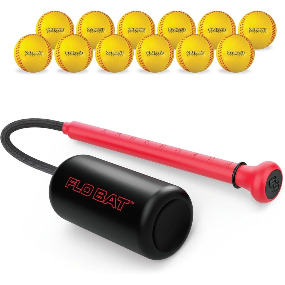 imageGoSports Baseball ampamp Softball Rope Swing Trainer Hitting System Training Equipment Includes FLO BAT with 12 Foam Baseballs ampamp Tote Bag