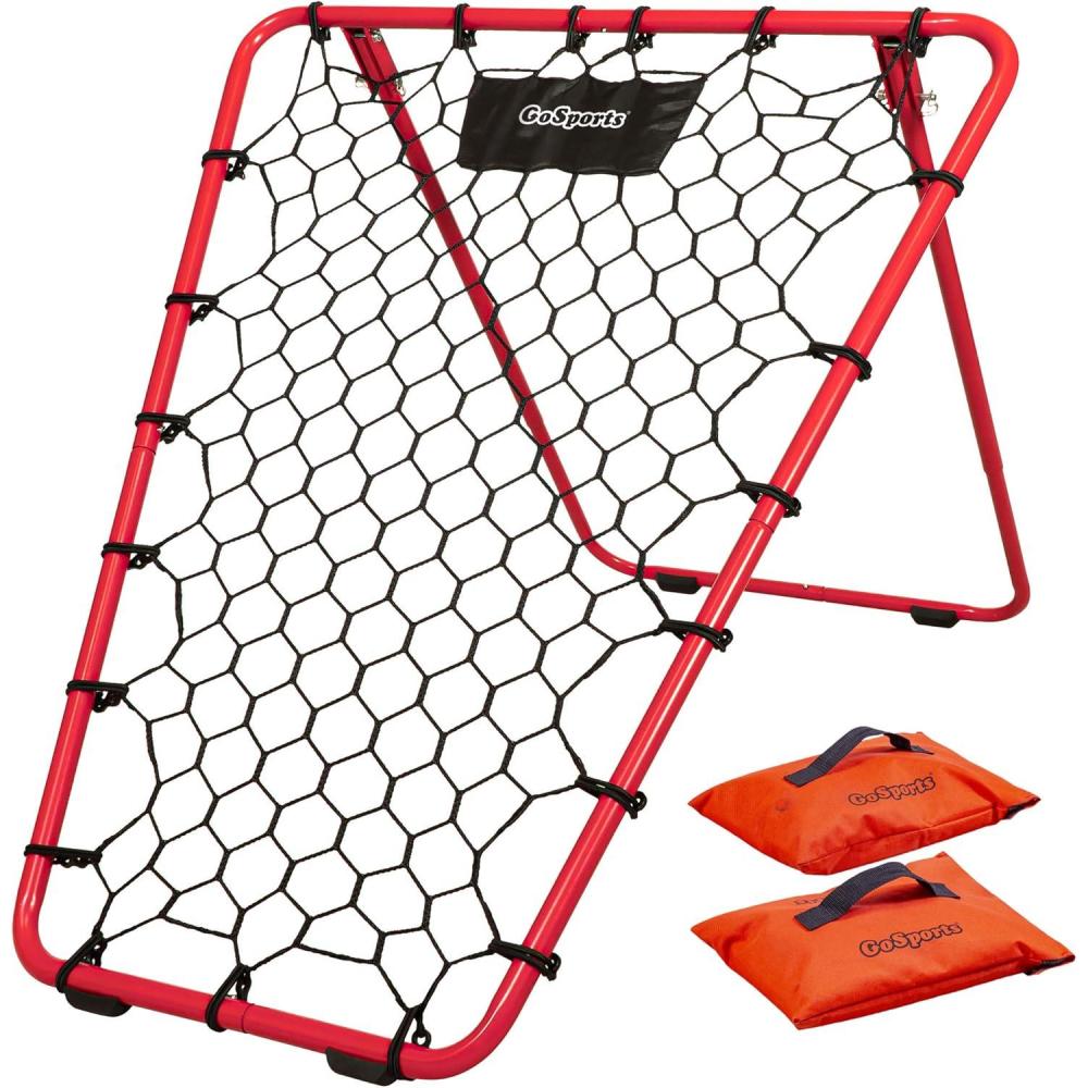 imageGoSports Basketball Rebounder with Adjustable Frame Rubber Grip Feet and Sandbags  Portable Passback Training Aid