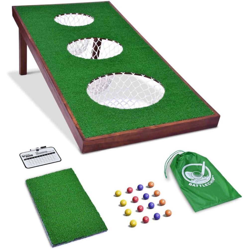 imageGoSports BattleChip PRO Golf Cornhole Game  Includes 4 ft x 2 ft Chipping Target 16 Foam Balls Hitting Mat and Scorecard