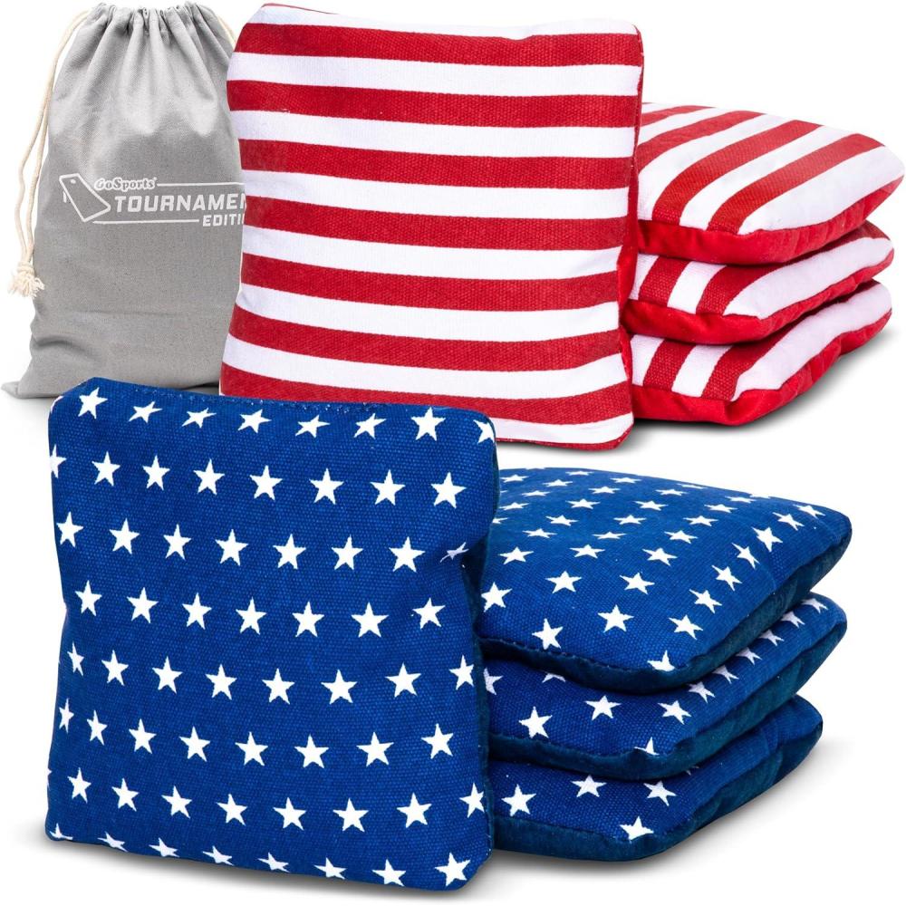 imageGoSports Dual Sided Cornhole Bean Bags  Slide and Stop Regulation Tournament Bean Bags Set of 8Red Blue