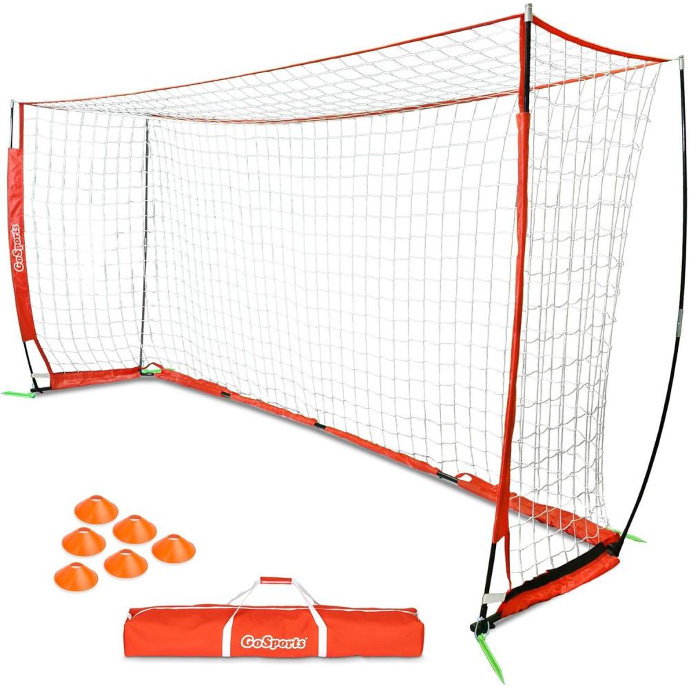 imageGoSports Elite Soccer Goals  12 x 6 ft and 6 x 4 ft Portable Soccer Nets for Games or Practice  Includes 6 Cones Carrying Case and Ground Stakes12 x 6 ft  Red