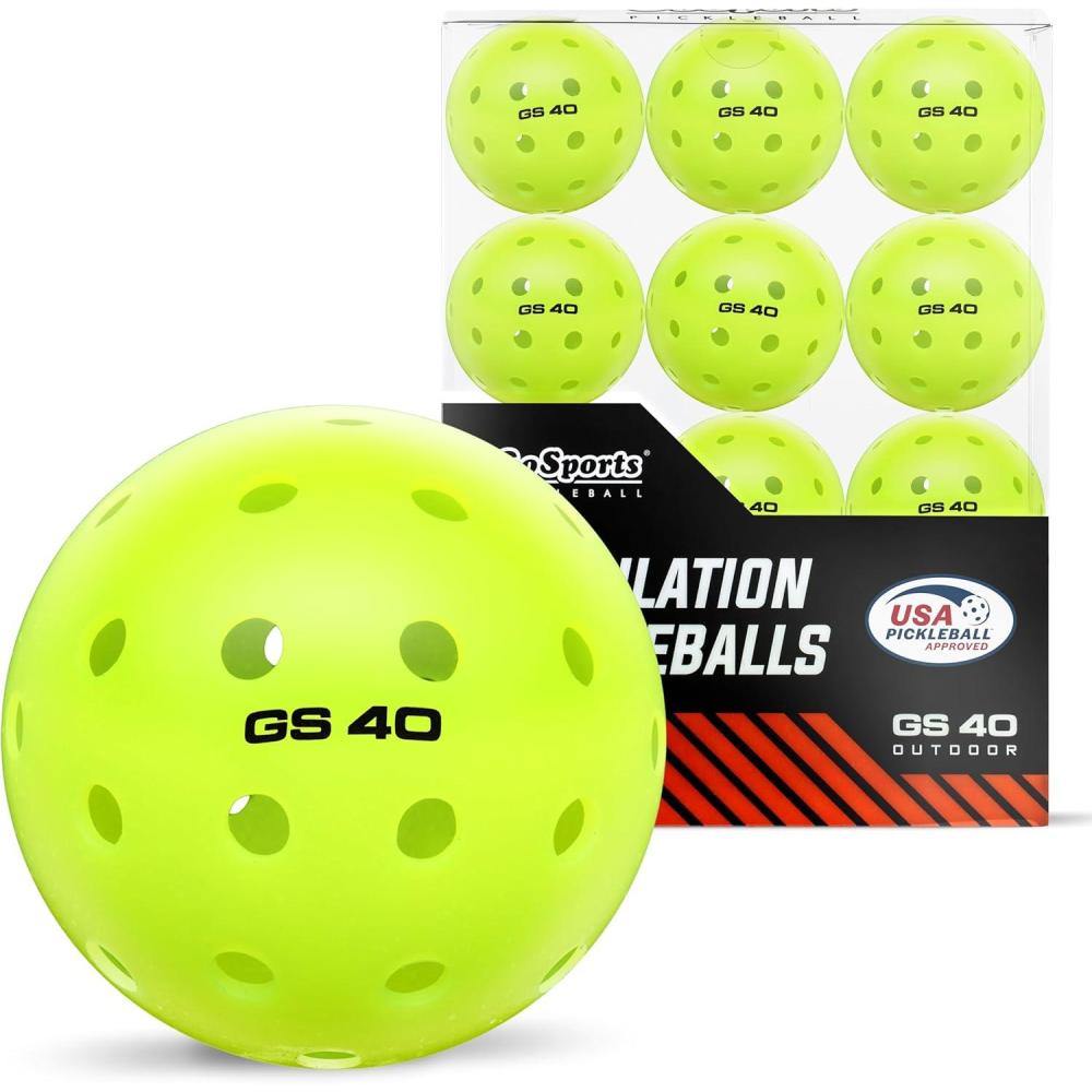 imageGoSports GS 40 Pickleball Balls  4 12 or 36 Pack of Regulation USAPA Pickleballs12 Pack  Neon Green